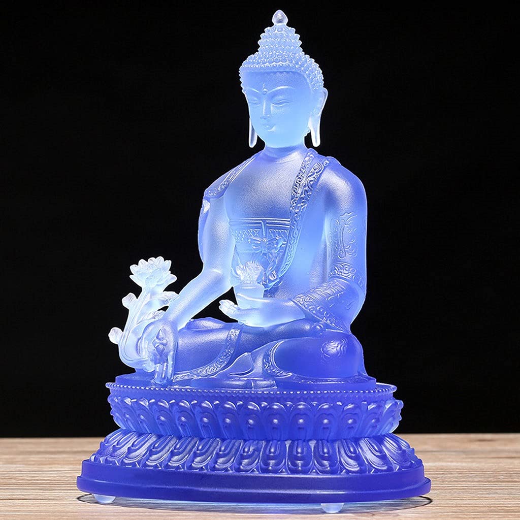 Hand-Blown Glass Buddha Statue - Zen Meditation Sculpture for Home & Office Decor, Exquisite Craftsmanship, Perfect Gift for Meditation & Mindfulness (Blue) - Ideal for Yoga Studios, Meditation Spaces & Spiritual Gifts