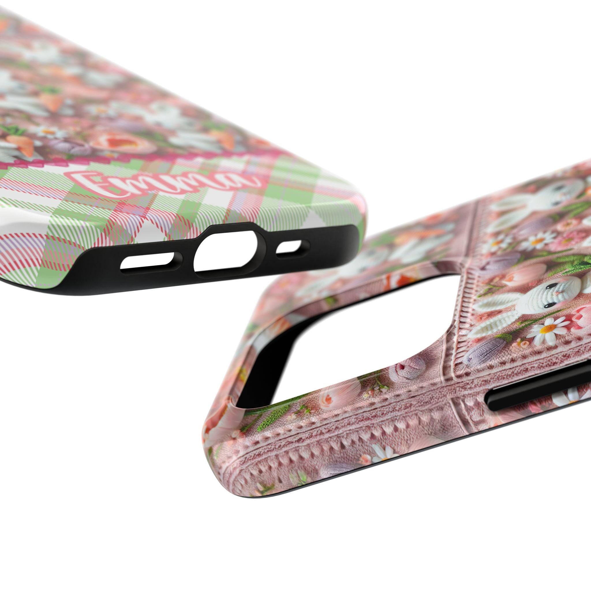 Easter Bunny Carrot Magsafe iPhone Case - Pink Rabbit Daisy Flower Magnetic Phone Cover - Custom Personalized Gift for Her - Perfect for Easter Gifts, Spring Accessories & iPhone Protection