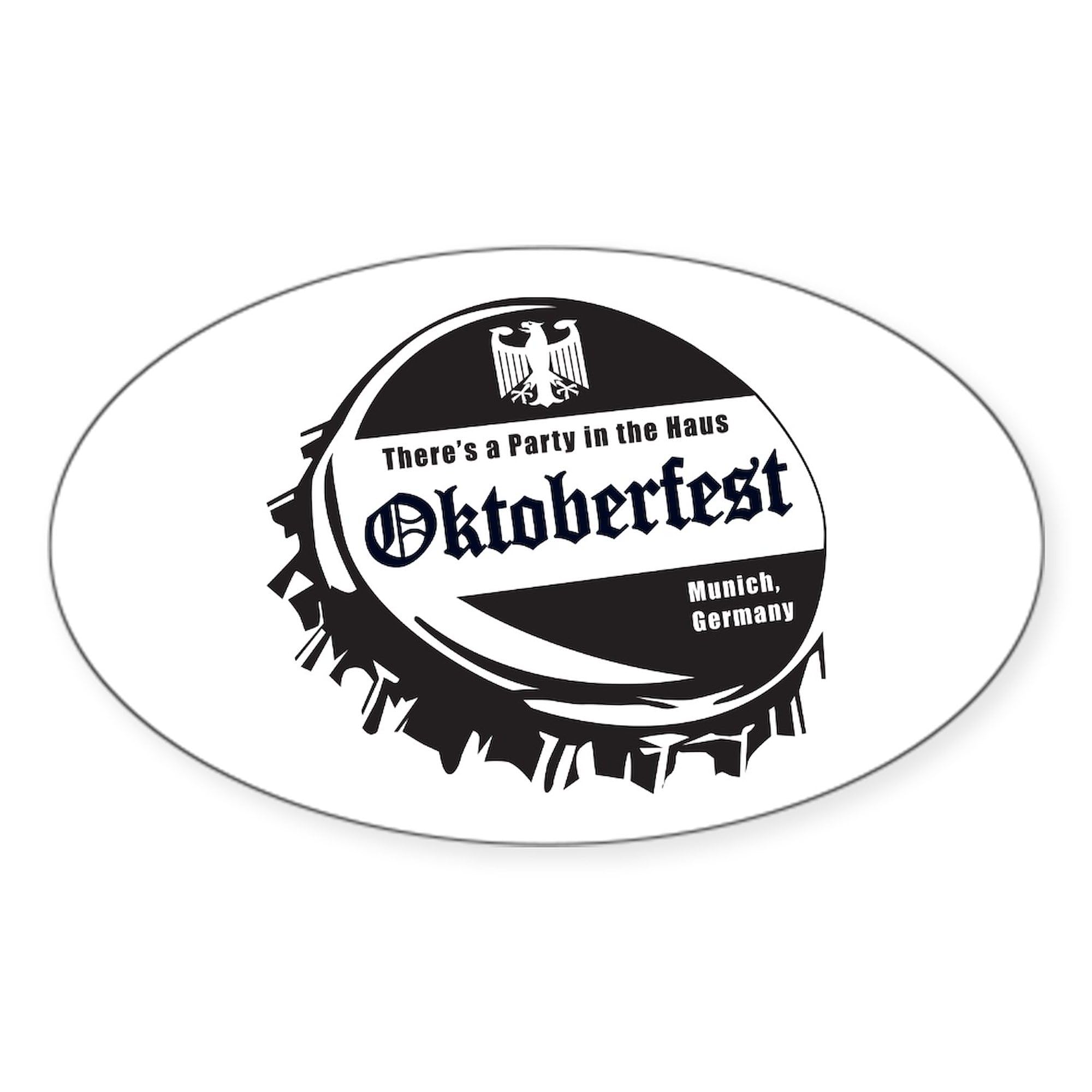Oktoberfest Beer Cap Oval Car Bumper Sticker - Funny German Beer Lover Decal for Cars, Trucks & Laptops - Perfect for Oktoberfest Parties, Tailgating & Beer Enthusiasts