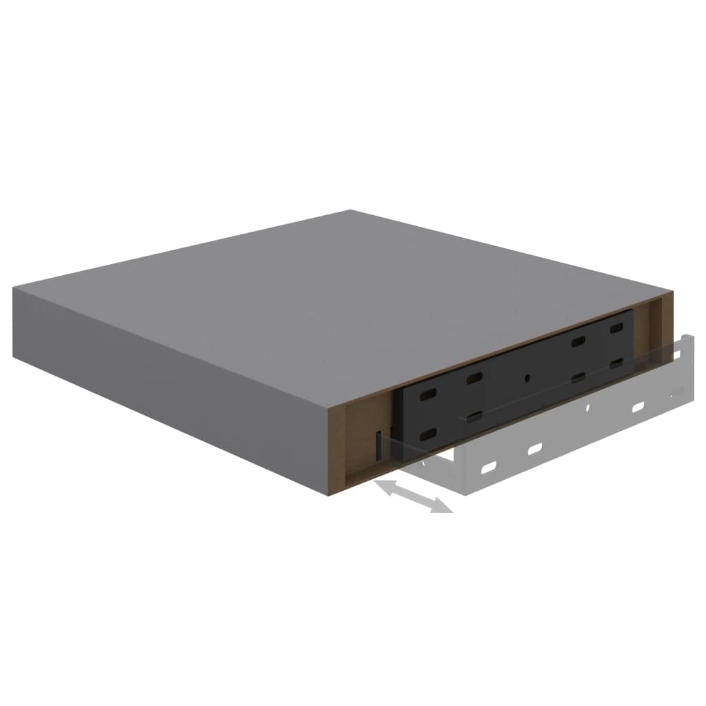 Modern Floating Wall Shelves Set of 2 - Gray MDF Ledge Floating Shelf 9.1