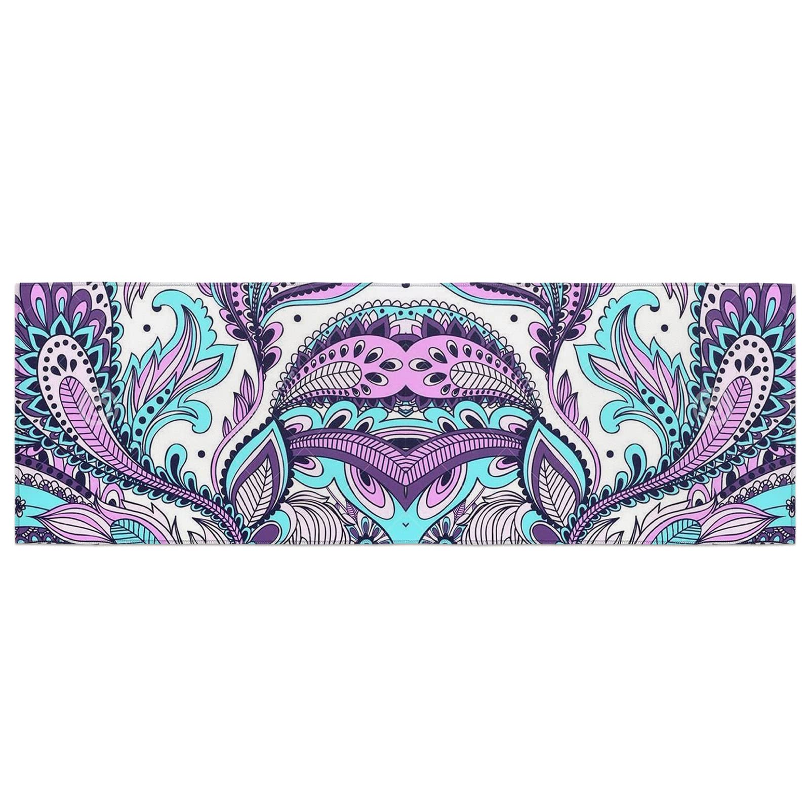 Large Floral Paisley Print Bathroom Rugs - Soft Cozy Non-Slip Absorbent Doormat, Plush Fluffy Entrance Rug for Bathroom, Bedroom & Indoor Front Door (24x71 Inches) - Perfect for Bath Mats, Shower Mats & Home Decor