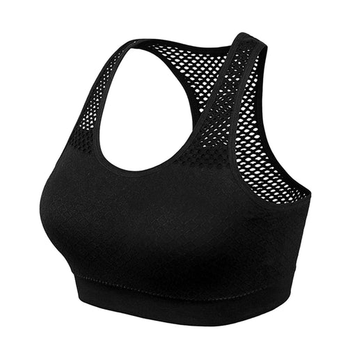 Breathable Mesh Sports Bra for Women - Seamless Hollow Out Yoga Top - Perfect for Gym, Running & Fitness Workouts