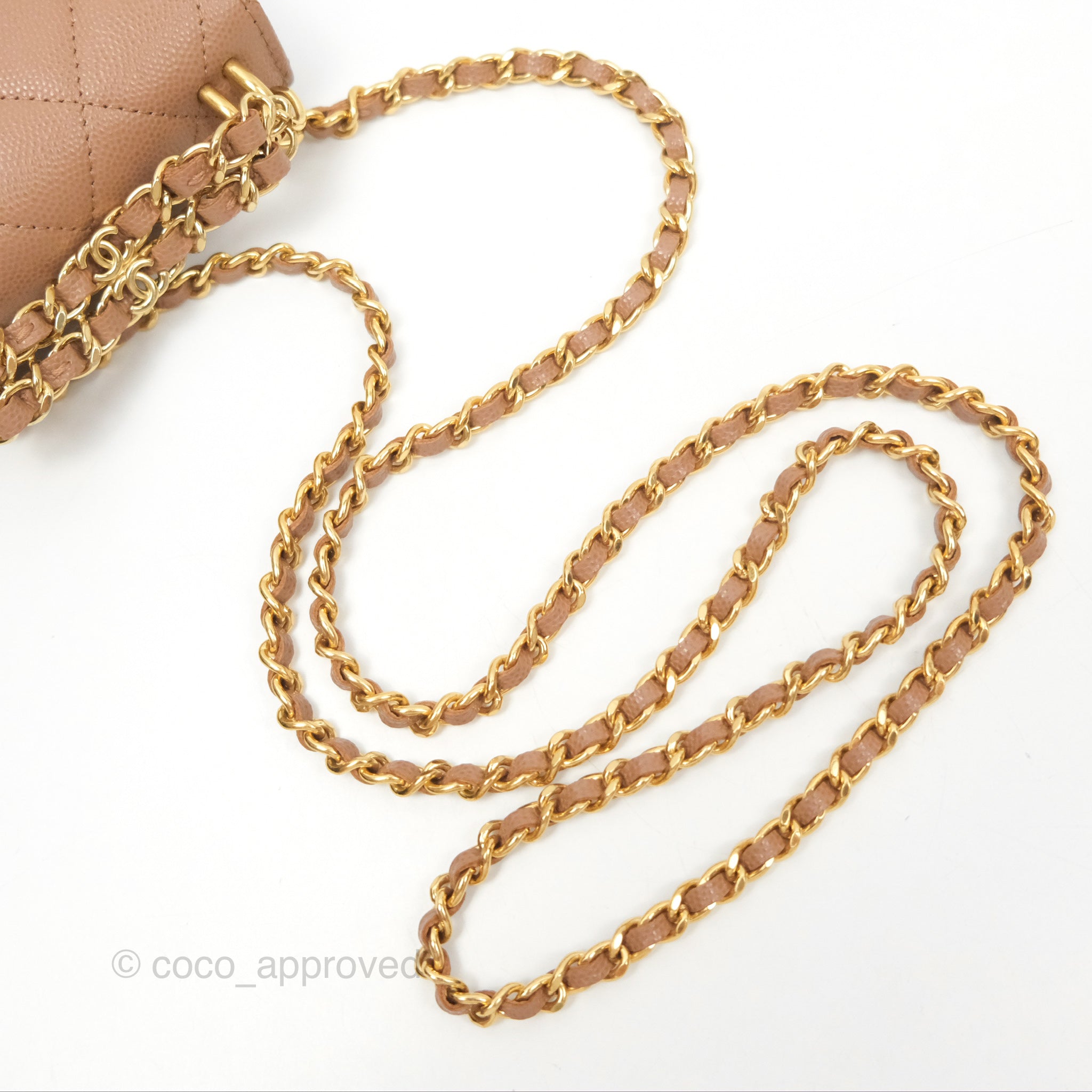 Chanel CC Chain Clutch Bag in Beige Caviar Leather with Gold Hardware - Perfect for Evening Parties & Luxury Events