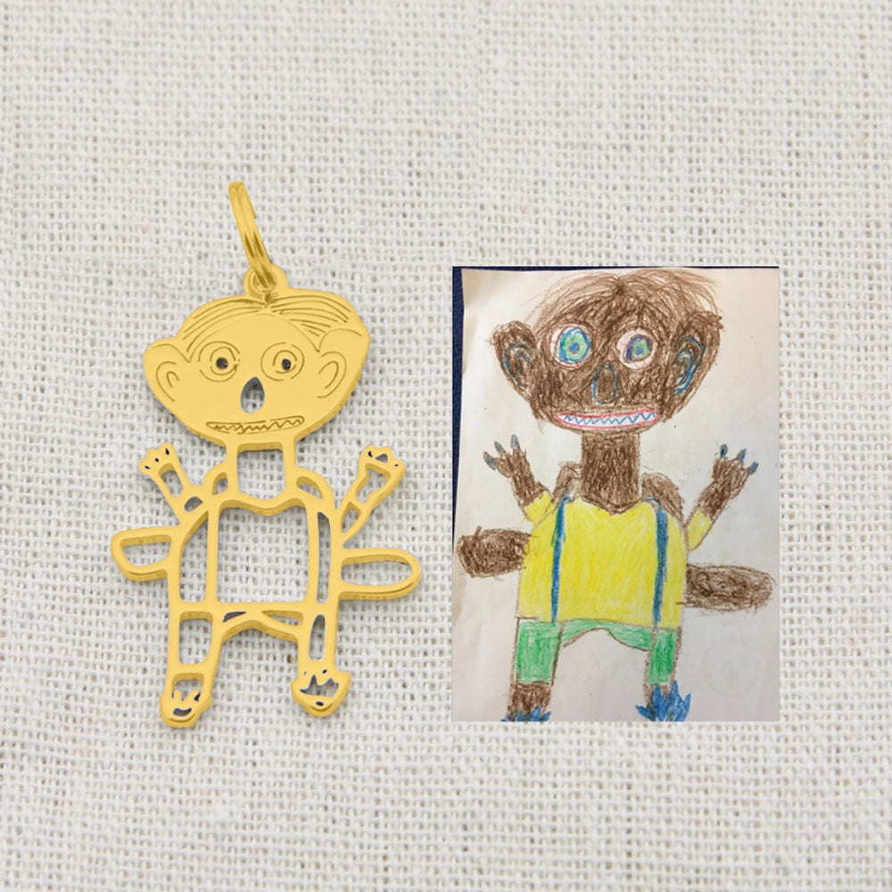 Personalized Kids Drawing Necklace - Custom Stainless Steel Pendant with Children's Artwork - Perfect Gift for Birthdays, Mother's Day & Family Keepsakes