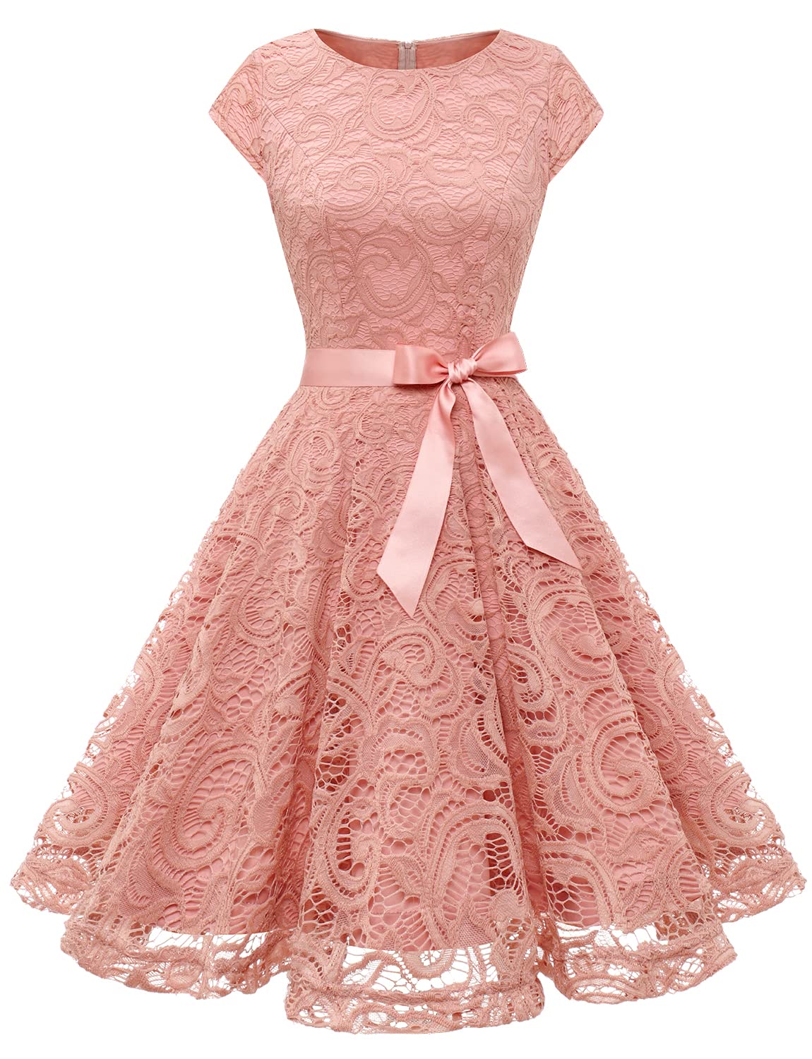 Dressystar Women's Floral Lace Bridesmaid Dress - Short V-Neck Prom Party Dress for Weddings, Cocktail Parties & Special Occasions