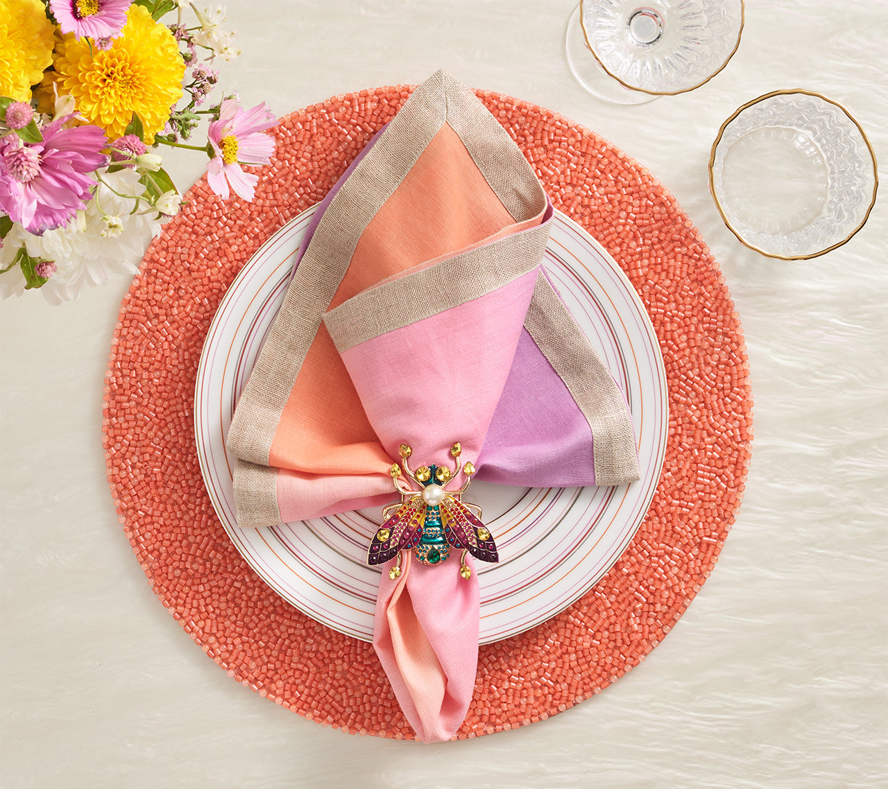 Premium Coral Placemats Set of 4 - Waterproof & Heat-Resistant Table Mats for Dining, Kitchen, and Party Decor