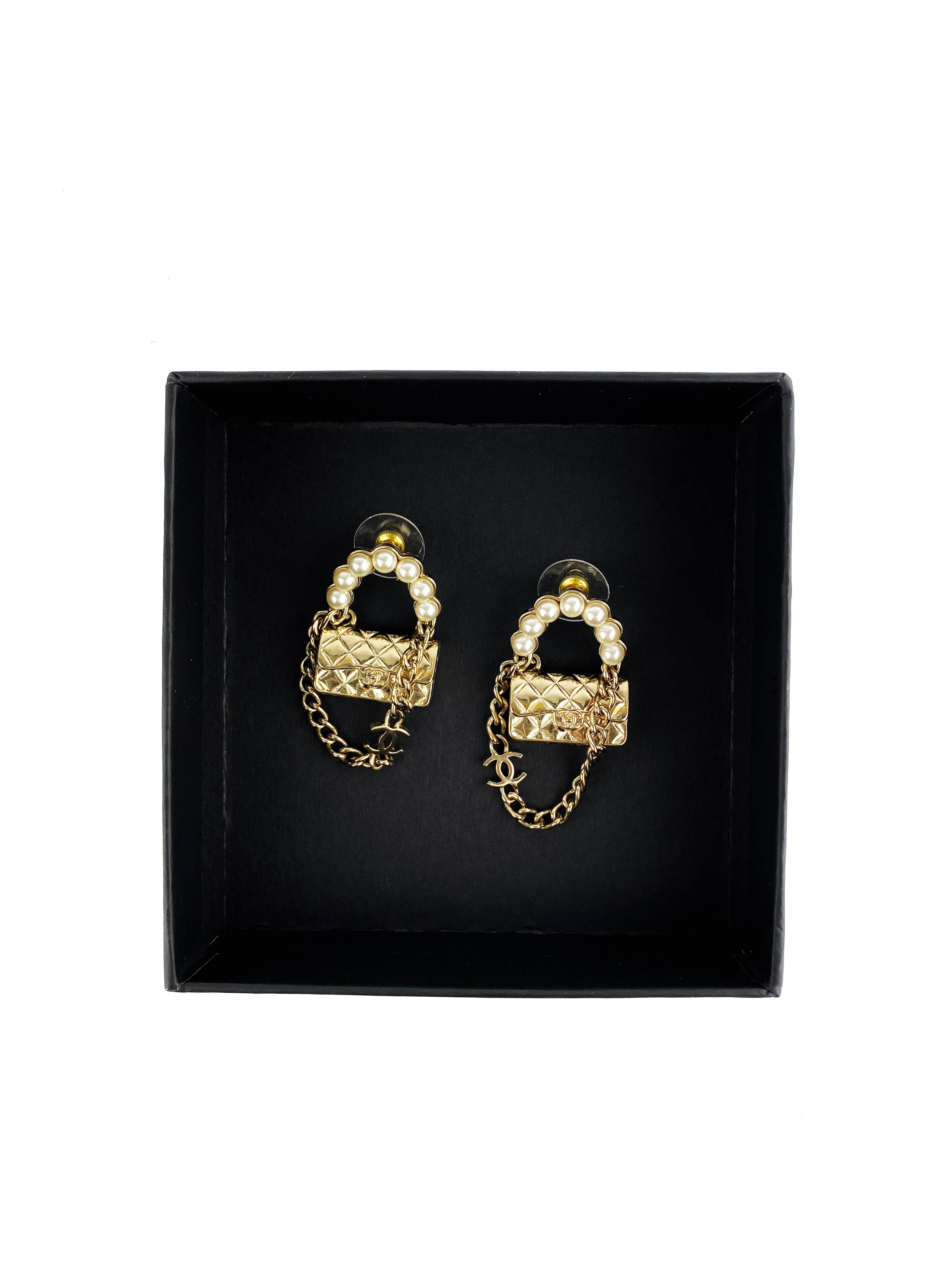 Chanel Mini Faux Pearl Drop Earrings - Elegant Dangle Earrings for Women, Perfect for Parties, Weddings & Special Occasions