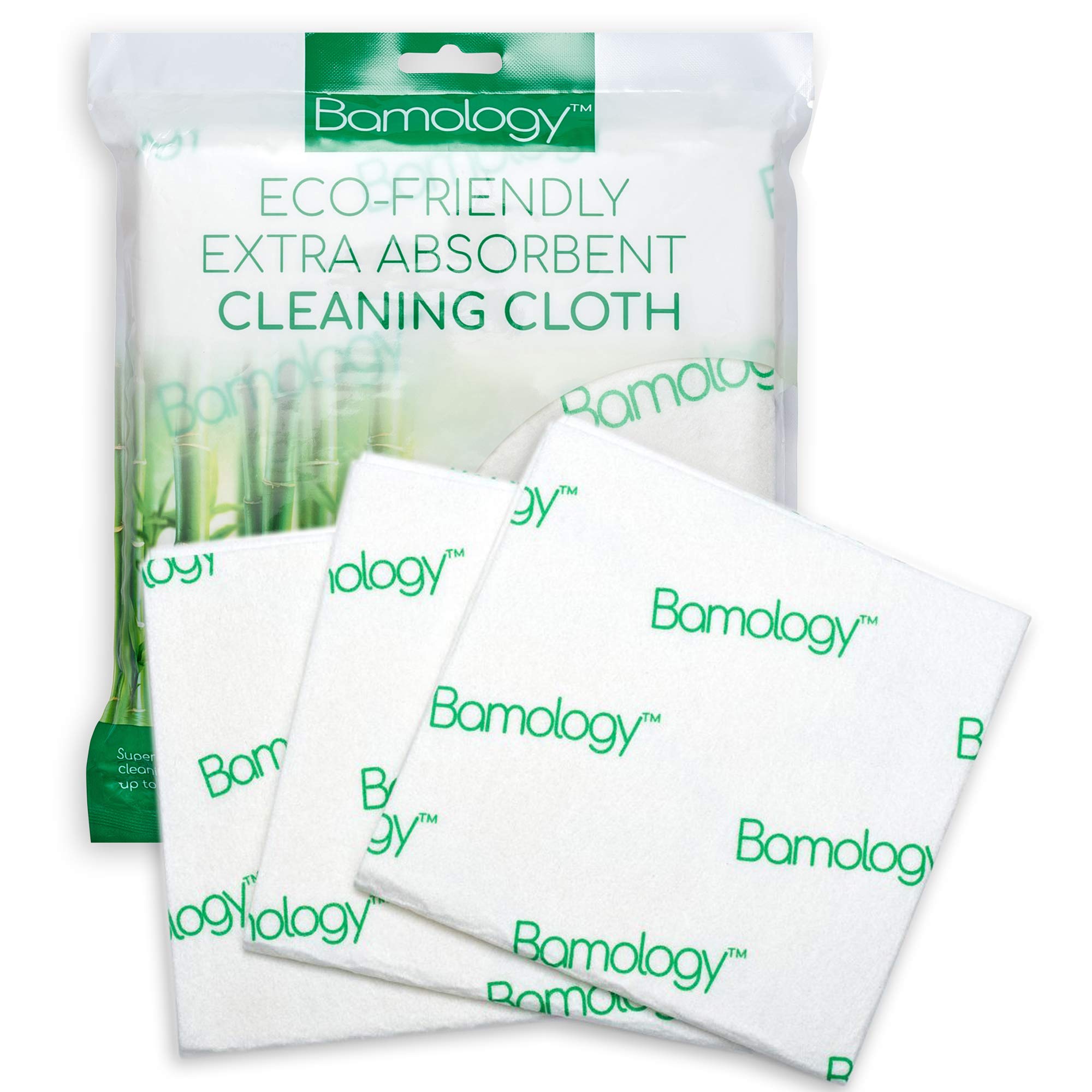 Bamology 3-Pack Bamboo Dish Towels – Eco-Friendly, Super Absorbent & Reusable Kitchen Cleaning Cloths (15