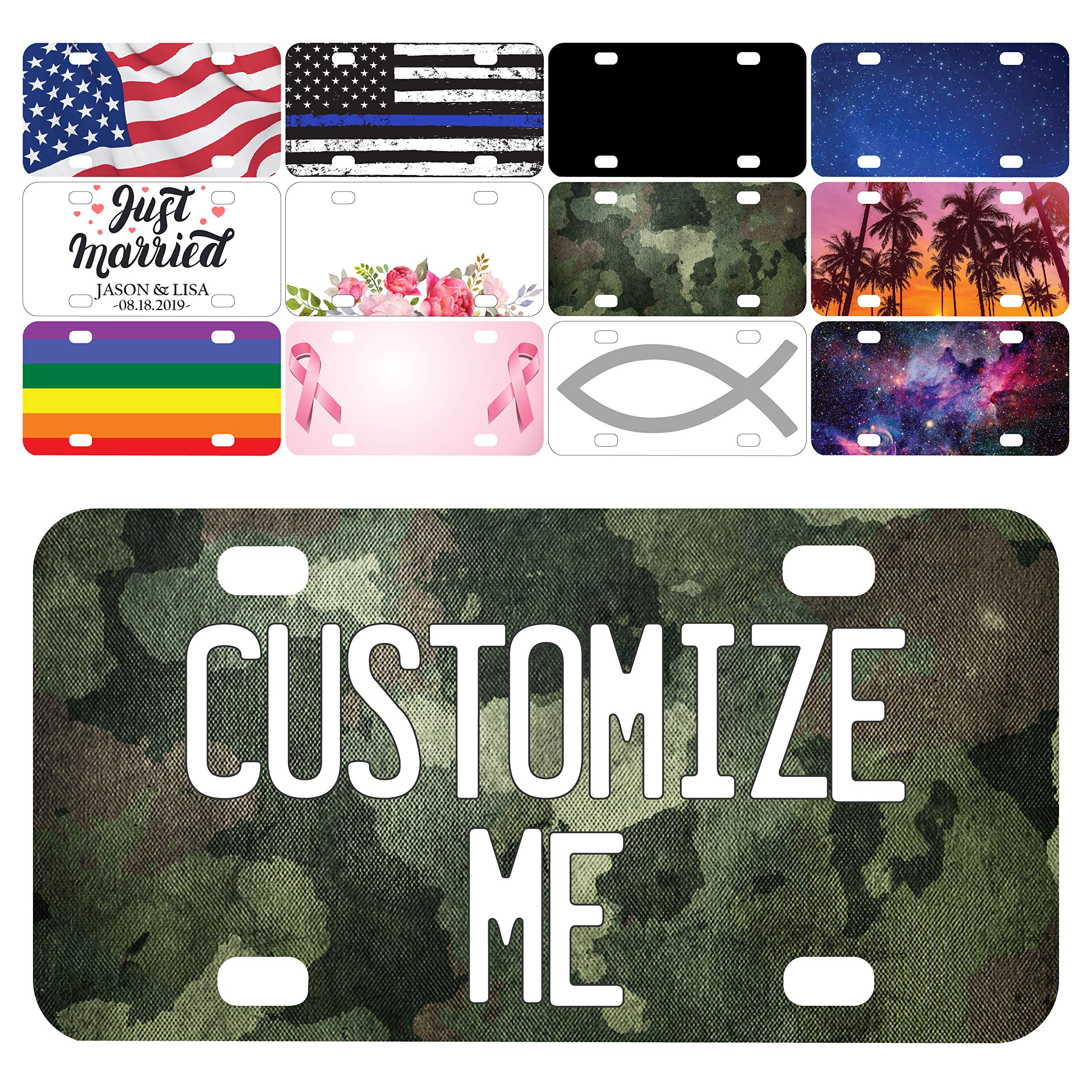 Custom 6x3 Inch Aluminum License Plate for Bikes, Bicycles & Golf Carts - Personalized Vanity Plate with Camo Design - Engrave Your Own Text - Perfect for Customizing Vehicles, Golf Carts & Outdoor Gear