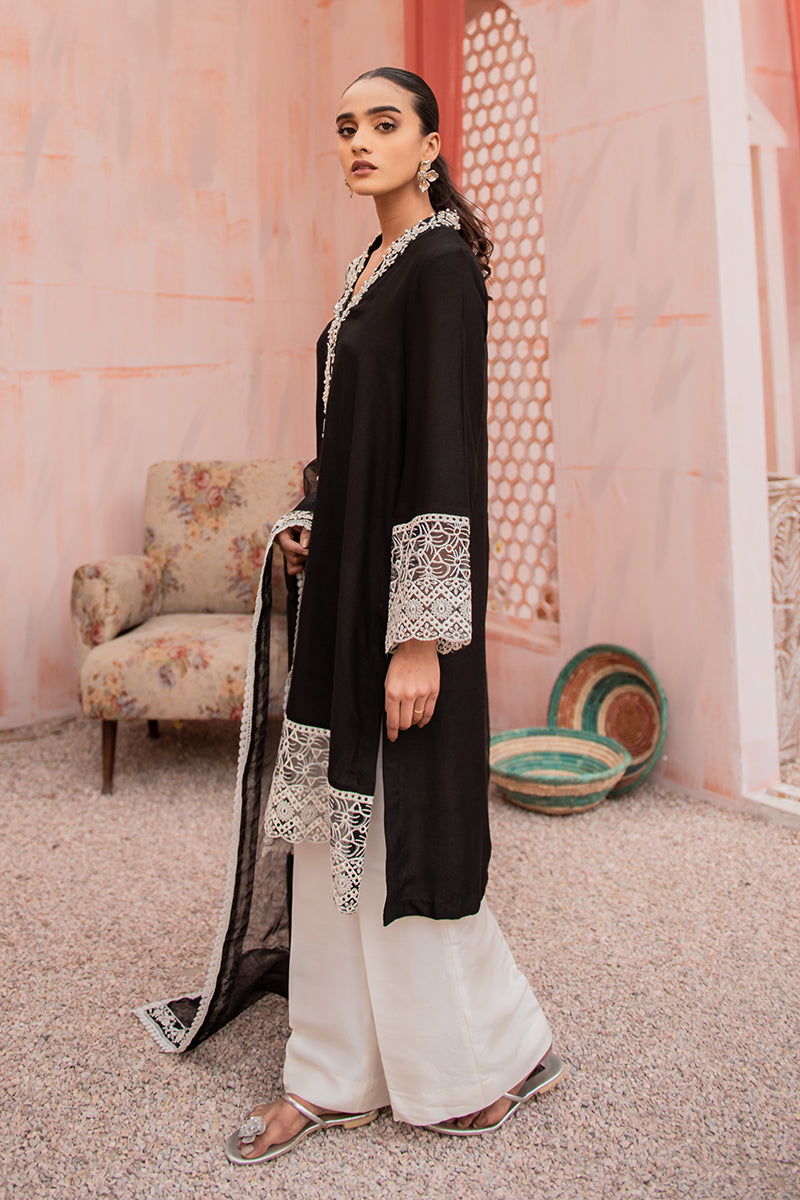 BLACK DREAM 2PC Women's Ethnic Outfit Set (Kurta Shirt & Dupatta Scarf) - Traditional Indian Pakistani Clothing for Festivals, Weddings & Special Occasions