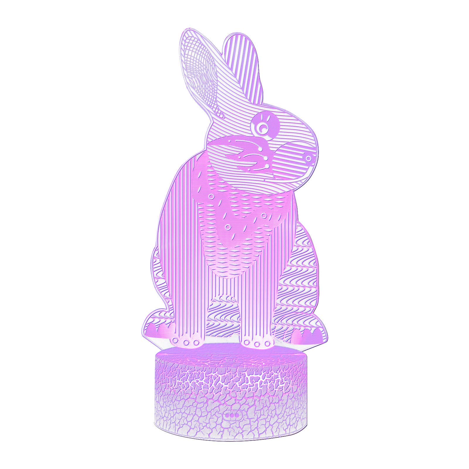 3D Easter LED Bunny Light - USB Powered Colorful Night Light for Home Decor, Christmas & Outdoor Use - Perfect Gift for Kids & Adults (White, One Size)