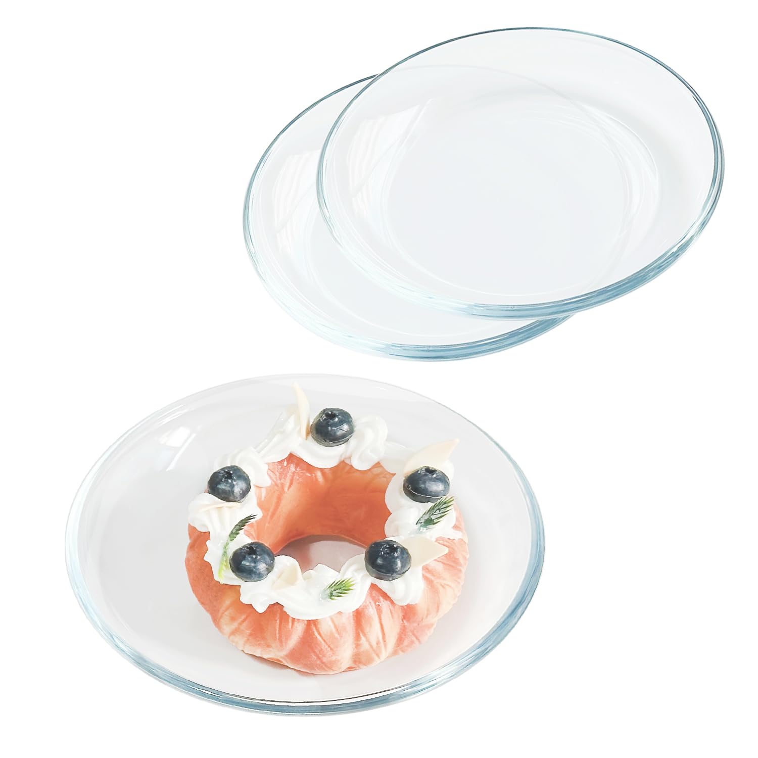 7 Inch Round Tempered Glass Dessert Plates - Set of 3, Small Mini Appetizer Plates for Fruit, Salad, Cake & Party Serving - Durable & Elegant for Dining, Entertaining & Home Decor