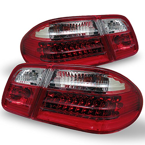 AKKON Red Clear Lens LED Tail Brake Lights Lamp Set Pair for 96-02 Mercedes-Benz W210 E-Class - Upgrade Your Car's Style & Safety for Night Driving & Show Car Events