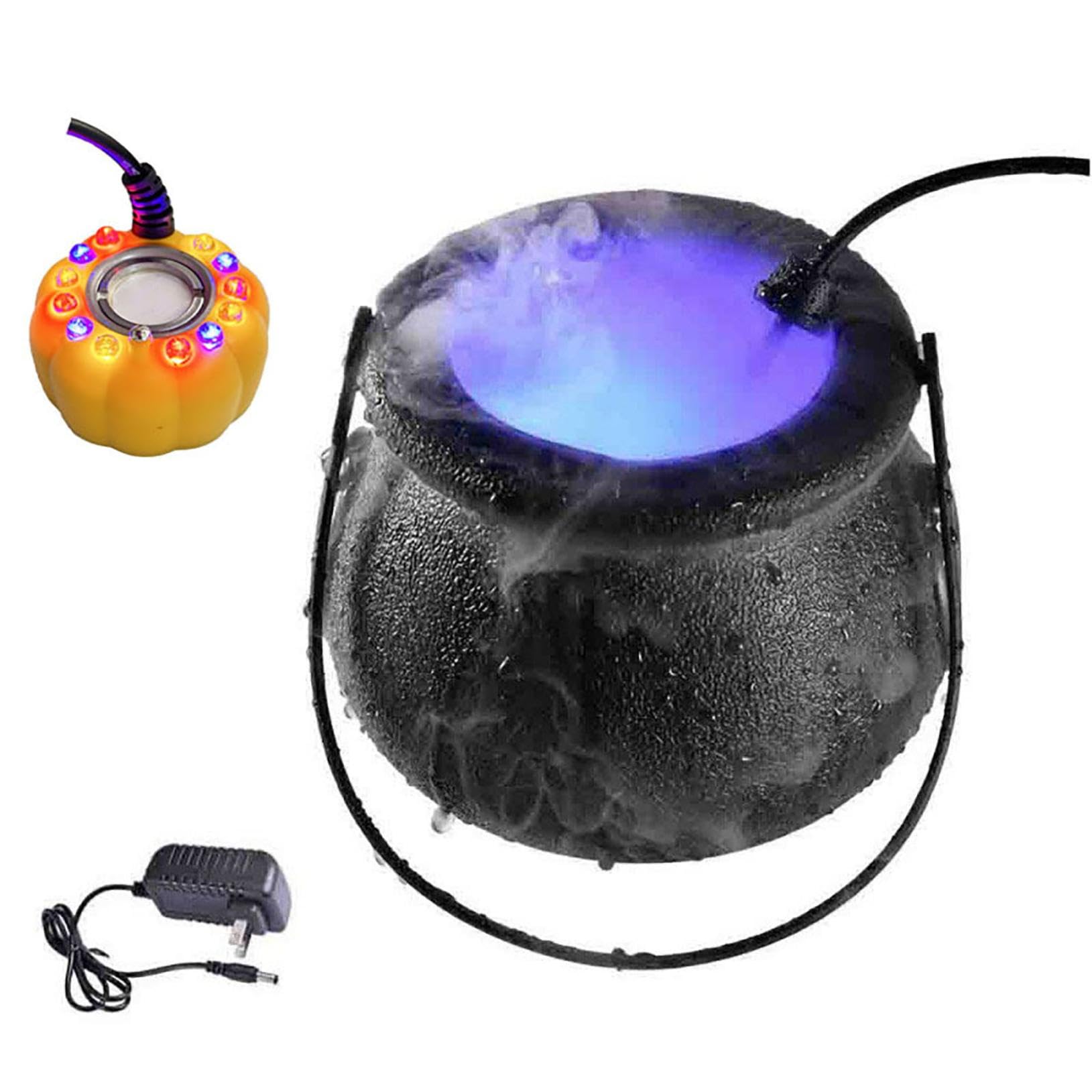 Halloween Witch Cauldron Fog Machine - Mini Mist Maker with 12 Color Changing LED Lights, Plastic Witch Pot Water Vaporizer for Spooky Decorations | Perfect for Halloween Parties, Haunted Houses & Themed Events