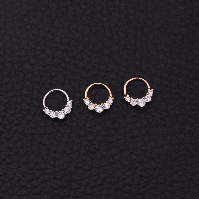 18K Rose Gold Indian Nose Ring Hoop Septum Clicker Jewelry - ER8510 | Elegant Body Piercing for Women, Perfect for Parties, Weddings & Festivals