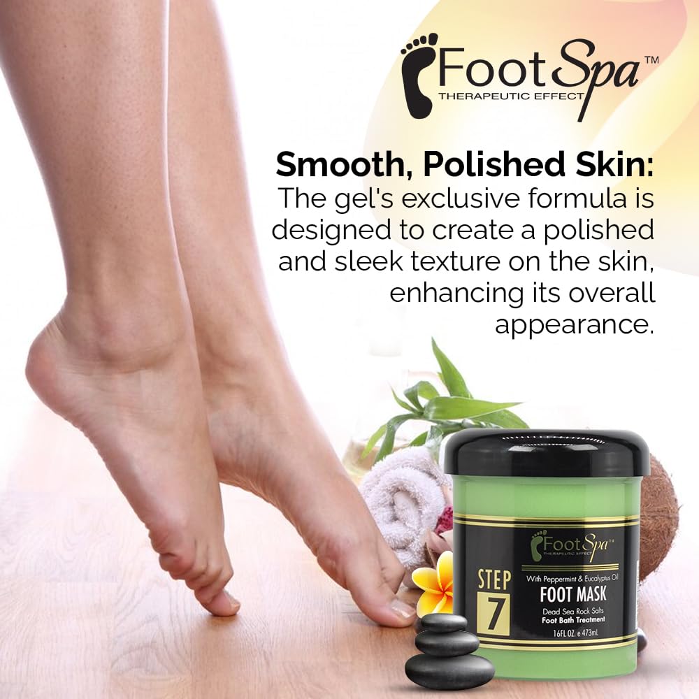 Refreshing Peppermint & Eucalyptus Foot Spa Cream Mask - 16 Oz Hydrating Pedicure Treatment with Hyaluronic Acid & Amino Acids - Deep Moisturizer for Tired Feet & Cracked Heels - Perfect for Post-Workout Recovery & At-Home Spa Days