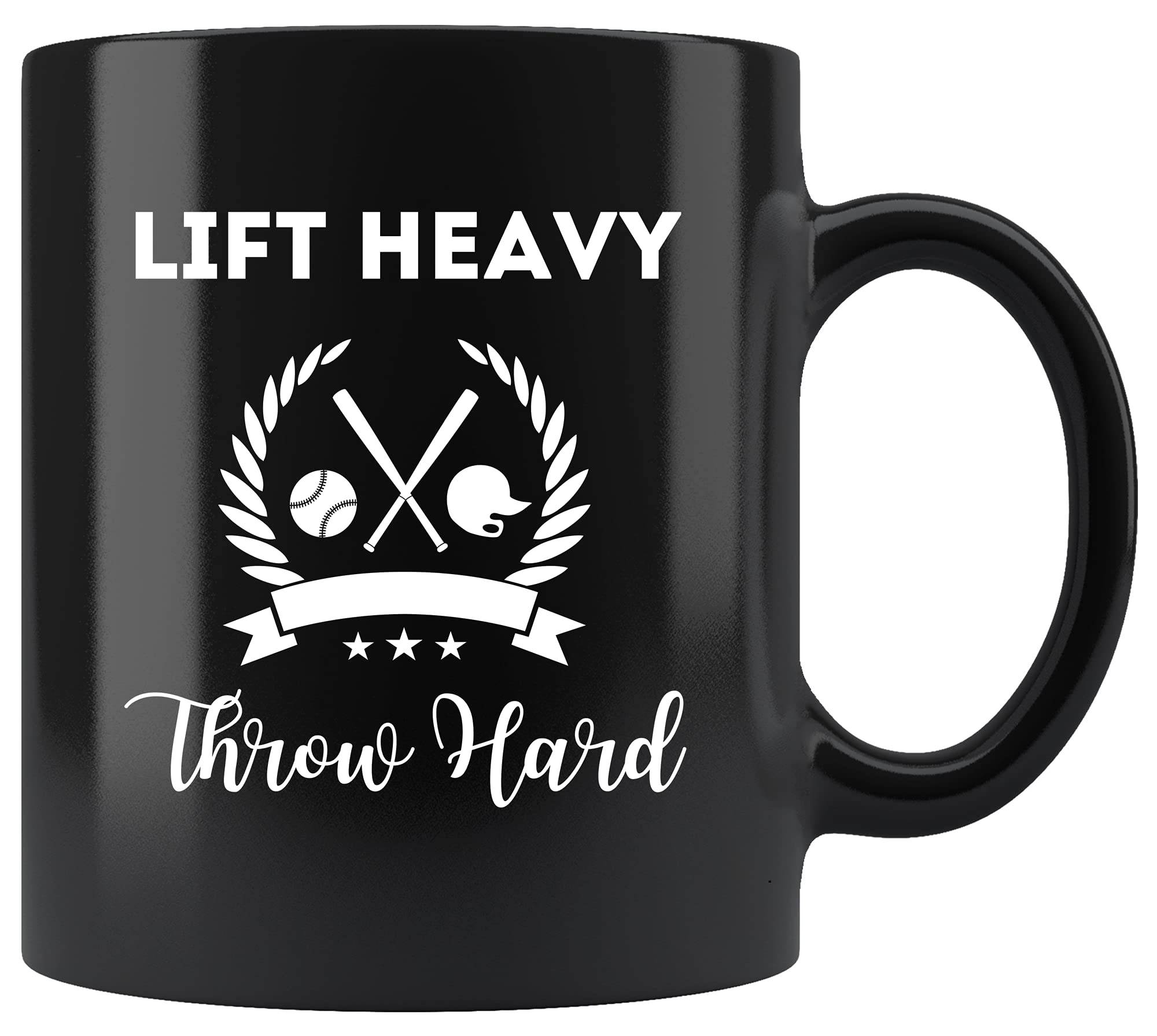 11Oz Black Baseball Mug - Funny Lift Heavy Throw Hard Pitcher Design for Coffee, Tea & Drinks - Perfect Gift for Baseball & Softball Fans