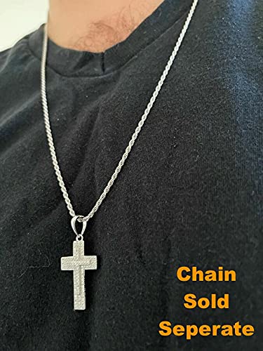 925 Sterling Silver Iced Cross Pendant Necklace - 1