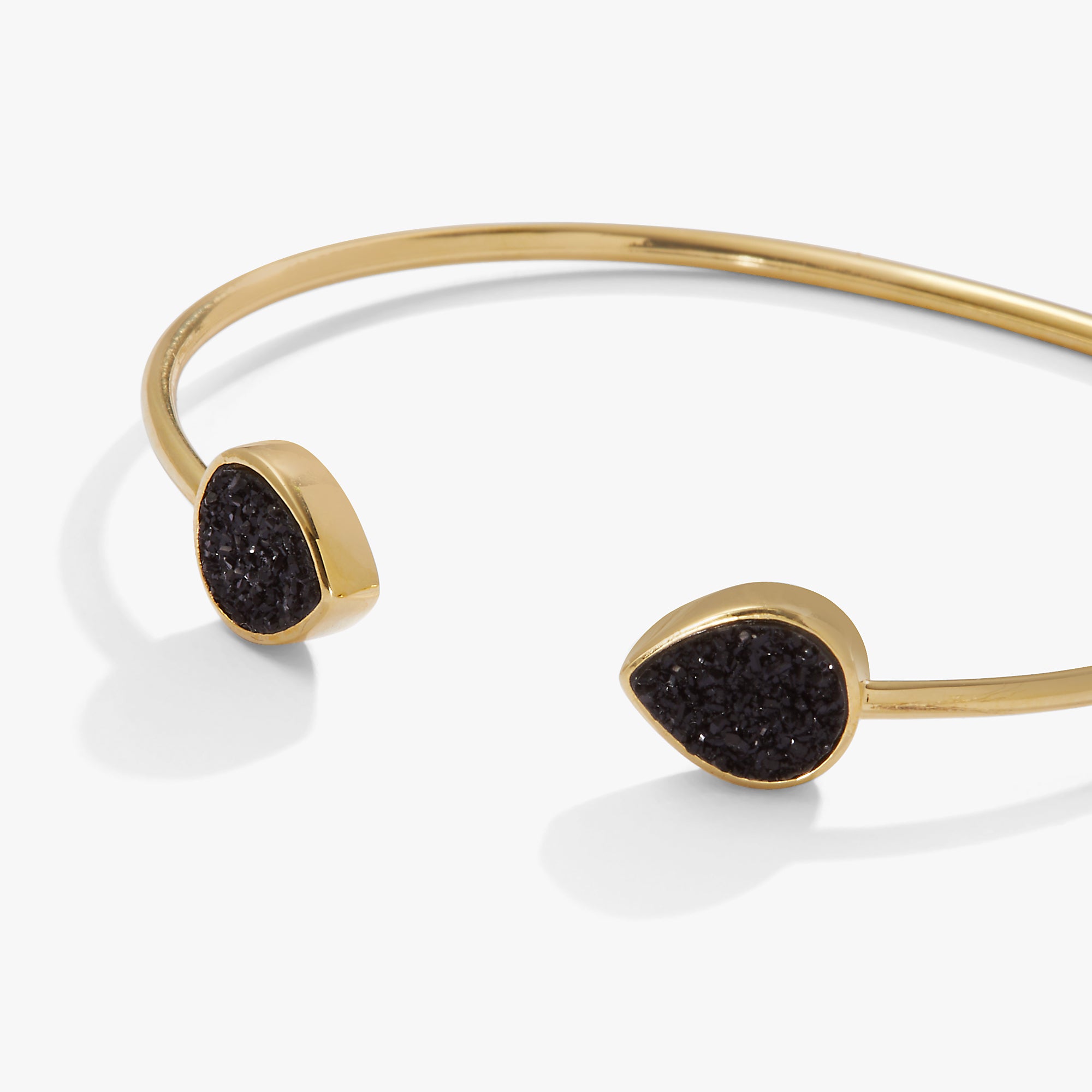 Black Glitter Druzy Flex Cuff Bracelet - Elegant Adjustable Crystal Jewelry for Women, Perfect for Parties, Weddings & Evening Events