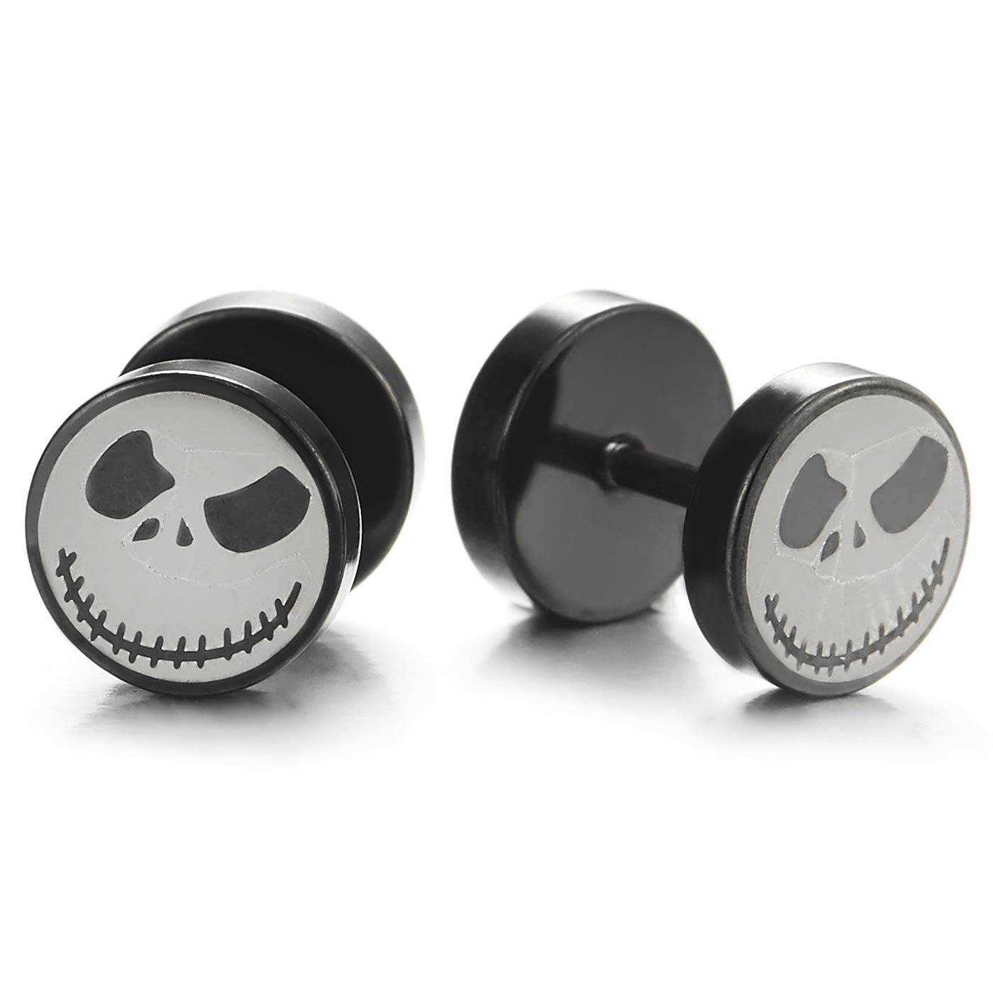 2PCS Stainless Steel Little Monster Circle Stud Earrings for Men & Women - Fake Ear Plugs Gauges for Cartilage, Helix Piercing - Punk, Gothic, Alternative Fashion Accessories (Perfect for Concerts, Parties & Daily Wear)