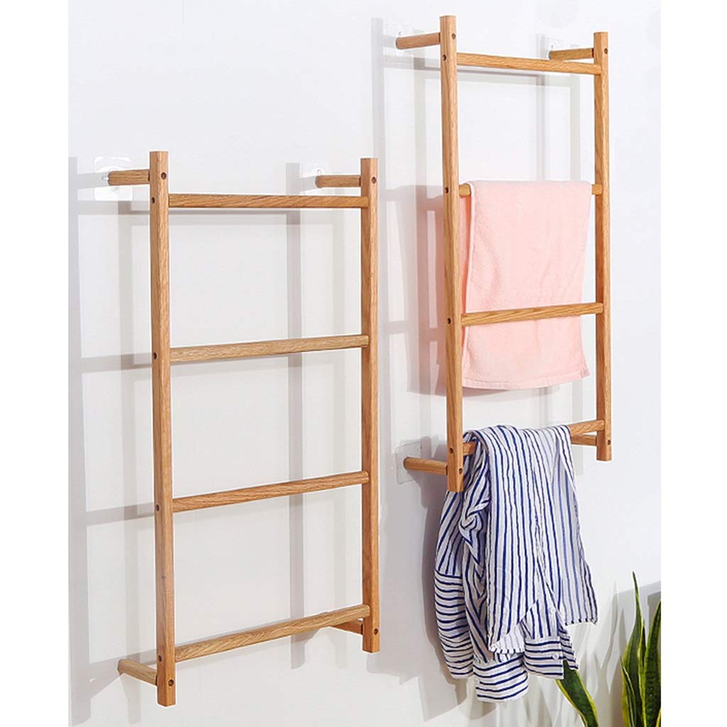 Wooden Wall Mounted Clothes Rack & Towel Holder - No Drill Installation for Bathroom, Bedroom, Dorm (Size 80x42x13cm) - Perfect for Organizing Scarves, Hats & Accessories