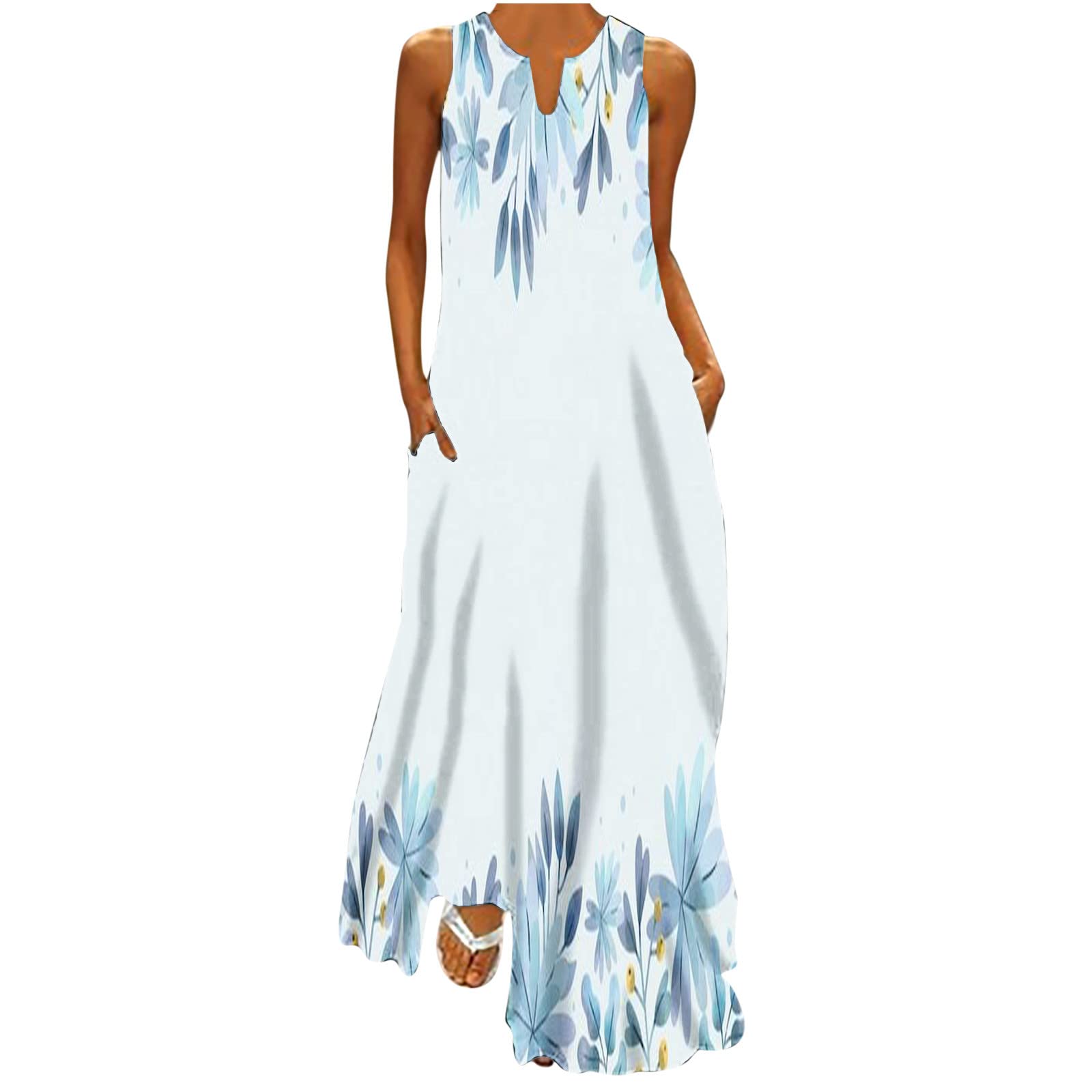 Trendy Floral Printed V-Neck Summer Dresses for Women 2024 - Casual Loose Fit Long Maxi Dresses for Vacation, Beach, Party & Everyday Wear