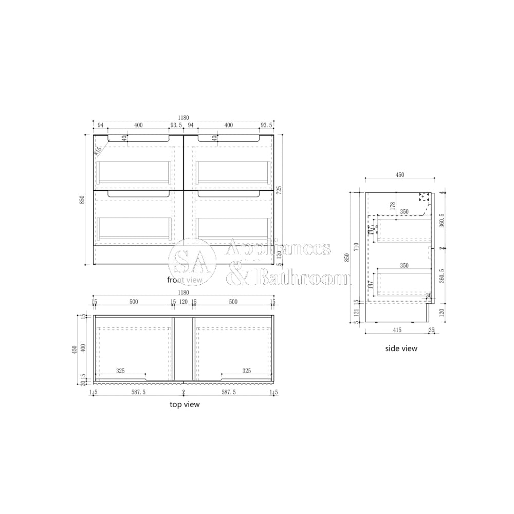 Aulic 1200mm Lovina Modern Bathroom Vanity with Solid Surface Top & Pure Top - CA56 1200 CT28 - Perfect for Master Bathrooms & Guest Bathrooms