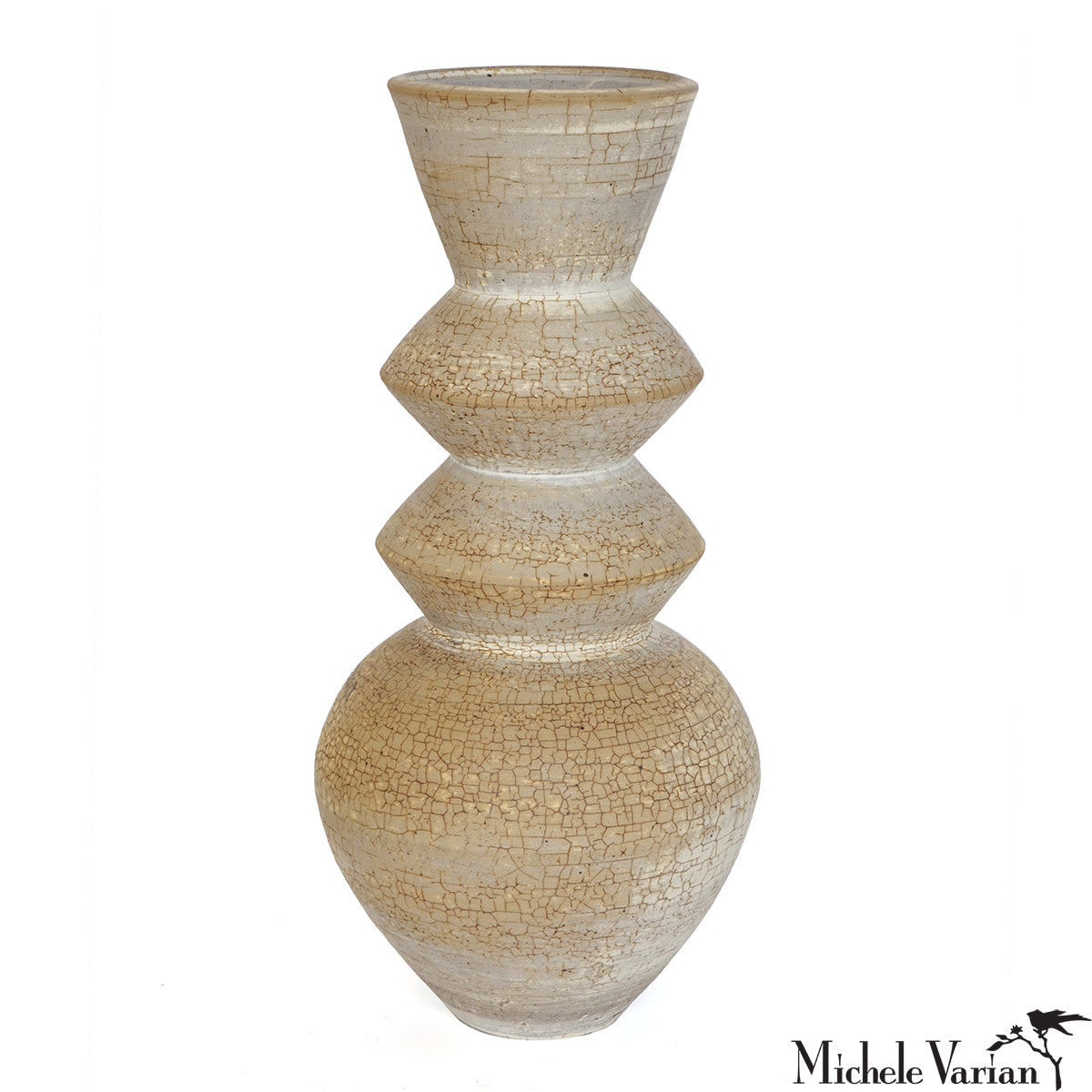 12 Inch Crackled Ceramic Vase - Handcrafted Distressed Finish for Home Decor, Wedding Centerpieces & Farmhouse Style Interiors