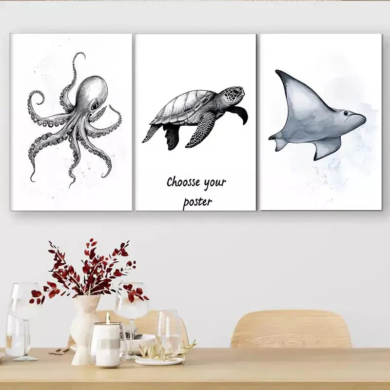 3-Piece Marine Life Triptych Wall Art Set - Framed Canvas 40x60cm - High Quality Print - 100% Australian Made - Ready to Hang - Perfect for Living Room, Bedroom & Office Decor