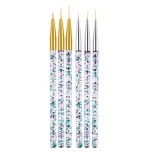FRCOLOR 6-Piece Nail Art Brush Set - Professional Detailing, Liner, Painting & Drawing Brushes for Nail Art Designs - Perfect for Salon, Home Manicures & DIY Nail Art Projects