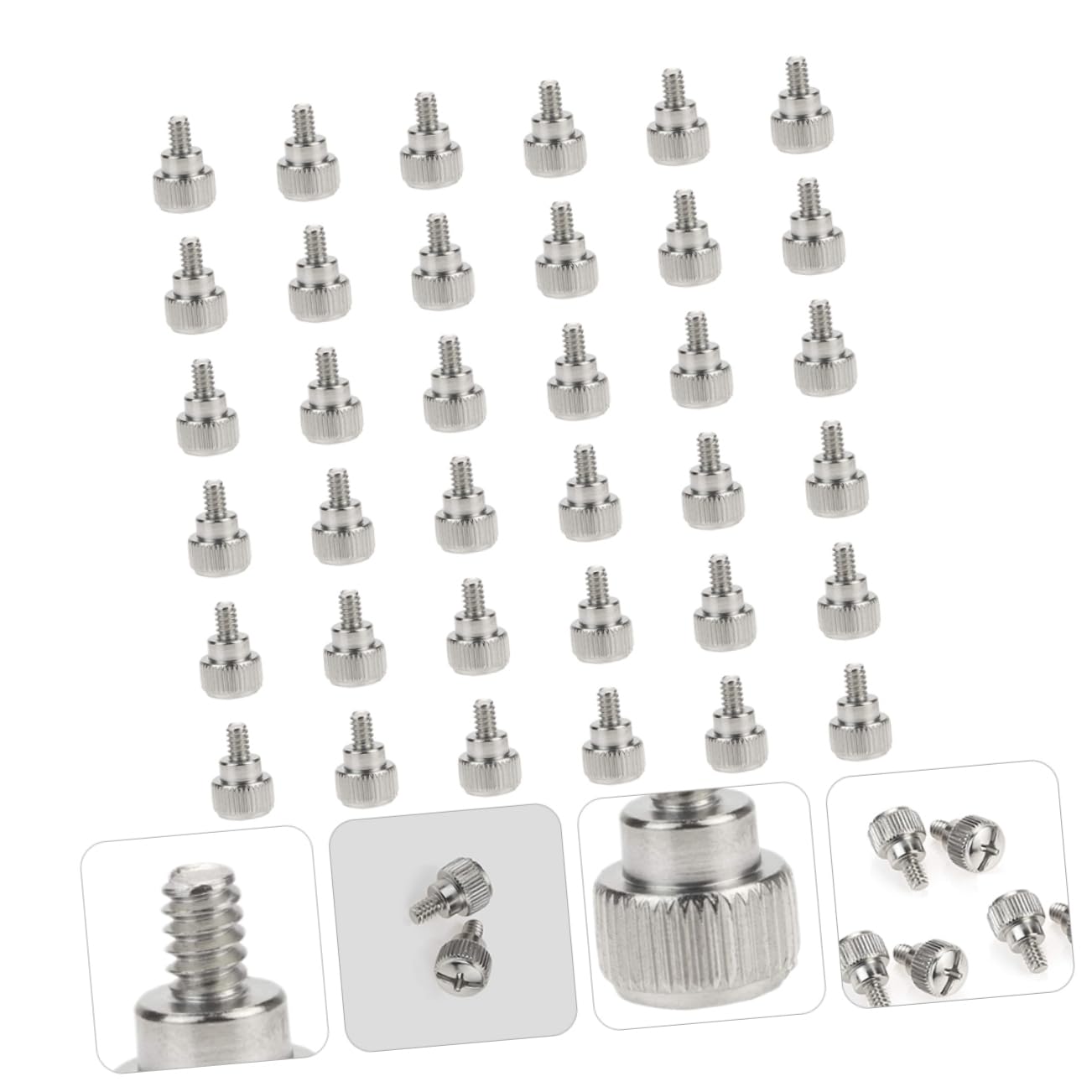 Homoyoyo 100pcs Computer Case Screws Kit - Knurled Thumbscrews for PC Case, Motherboard & Hard Drive Installation - Silver Finish - Perfect for PC Building, Repair & Maintenance
