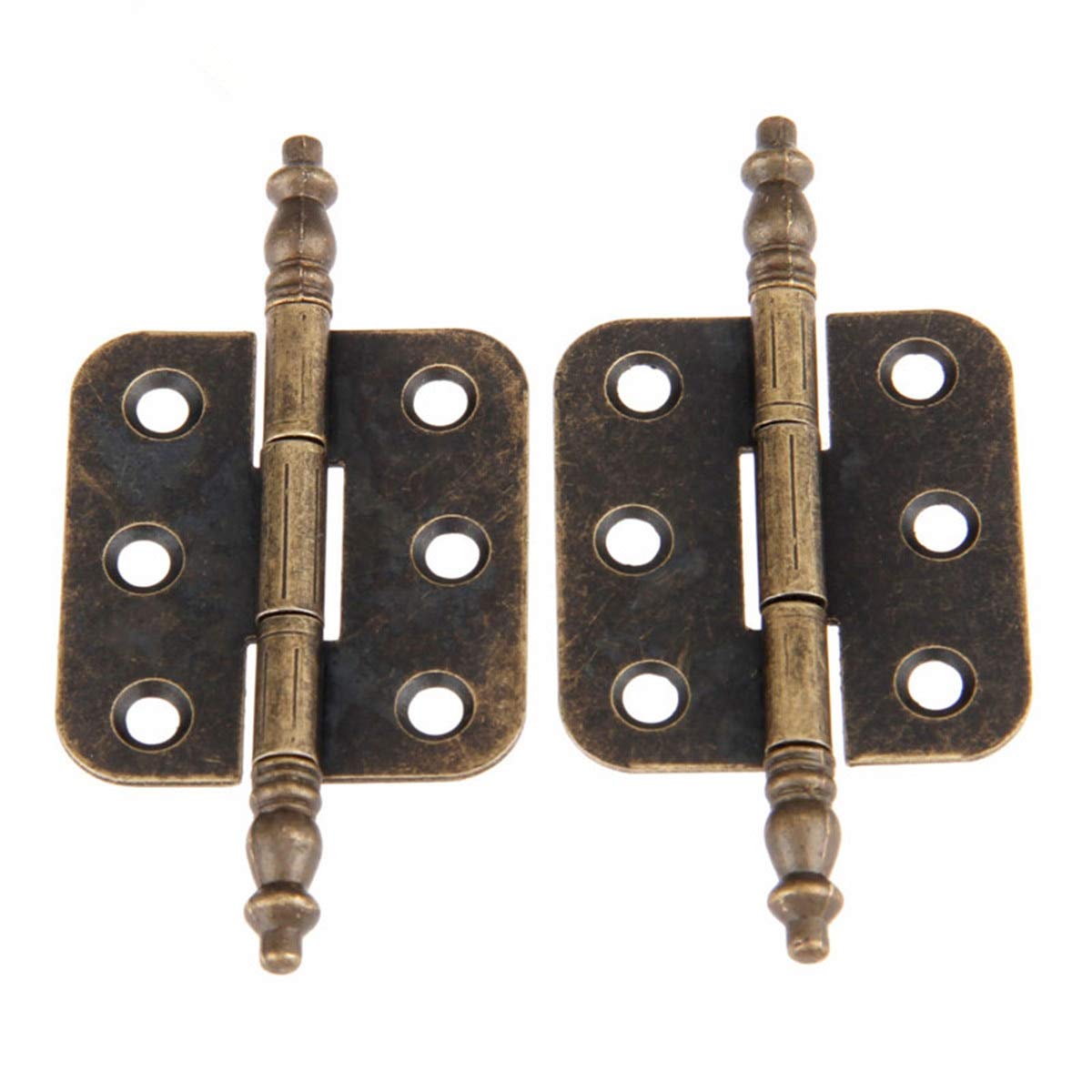 Antique Bronze Cabinet Hinges 2Pcs - 70x35mm Decorative Crown Hinge with 6 Holes for Jewelry Box, Gift Box & Furniture - Perfect for DIY Projects, Home Decor & Cabinet Accessories