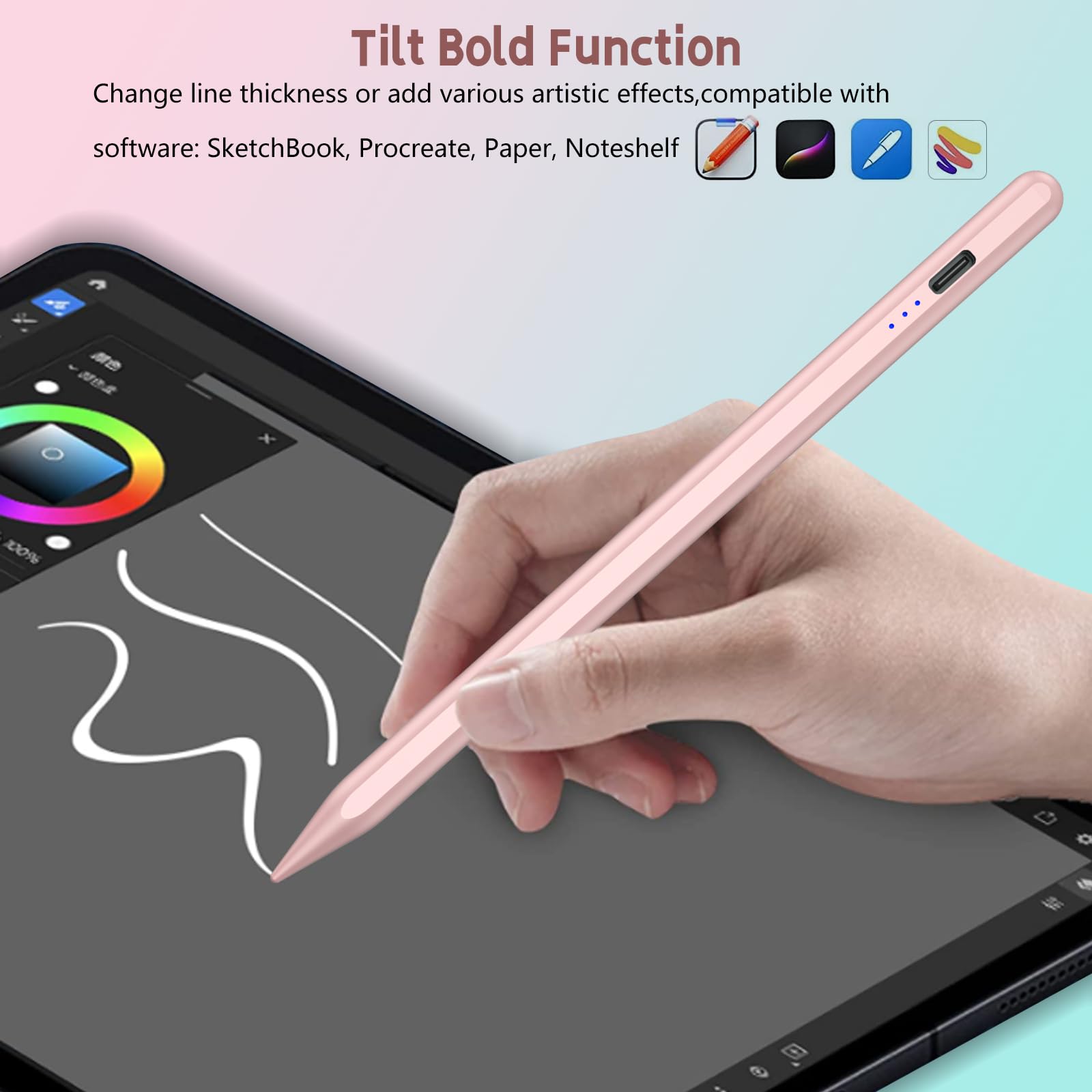 Premium Stylus Pen for iPad (2018-2024 Models) - Fast Charging Apple Pencil Alternative with Storage Case - Compatible with iPad Pro/Air/Mini 10th/9th/8th Gen - Perfect for Digital Art, Note Taking & Professional Work (Rose Gold)