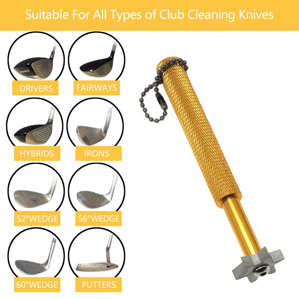 Premium Golf Groove Sharpener Tool with 6 Replaceable Cutters - Perfect for Iron Sets & Wedge Clubs - Improve Spin & Control on the Course