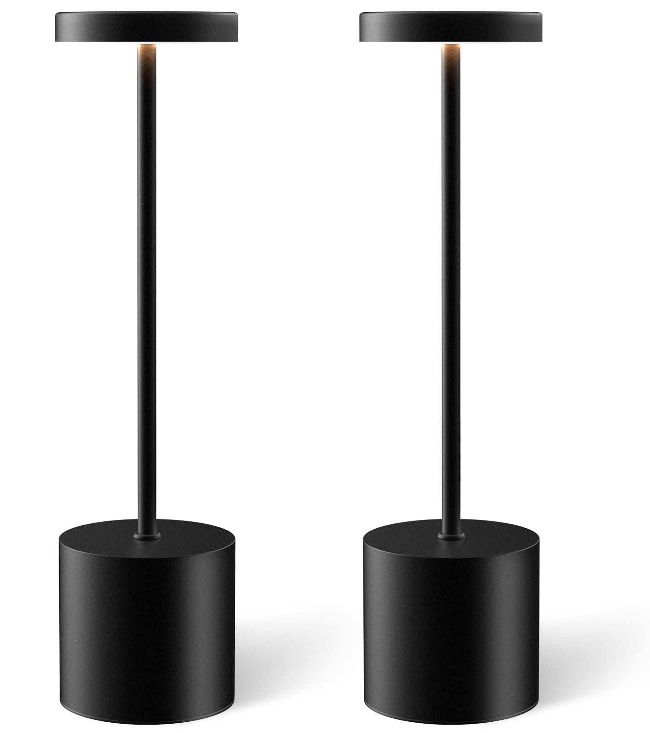 Rechargeable Cordless Table Lamp Set of 2 - 5000mAh Battery Powered LED Desk Lamp with 3 Color Dimmable Light, Portable for Outdoor, Restaurant, Patio, Bedroom & Nightstand - Perfect for Camping, Reading & Romantic Ambiance (Black)