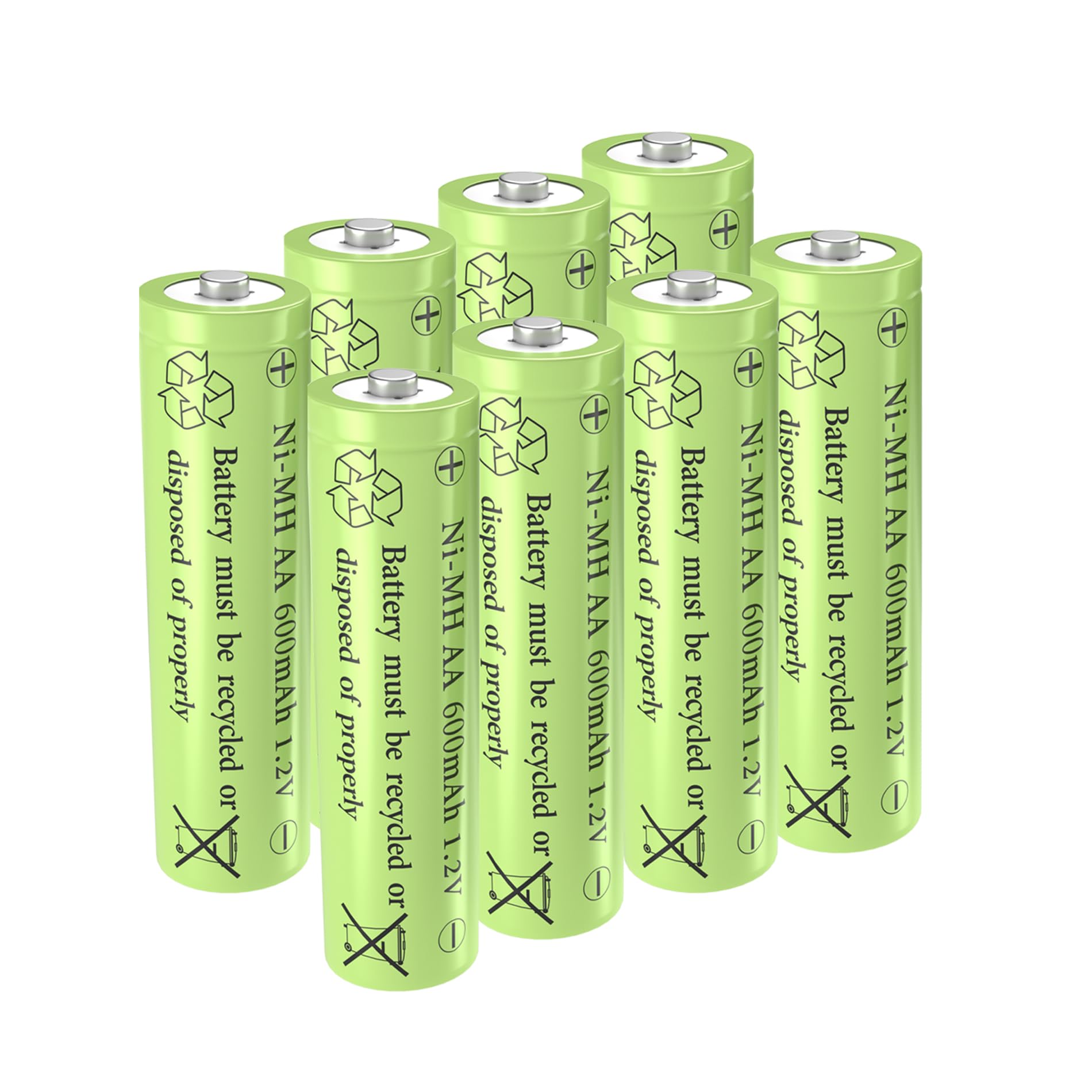 1.2V Ni-MH AA 600mAh Rechargeable Batteries 8 Pack - High Performance for Solar Garden Lights, Outdoor Lighting & Solar Powered Devices - Long Lasting Energy Solution for Patio, Yard & Landscape Lighting