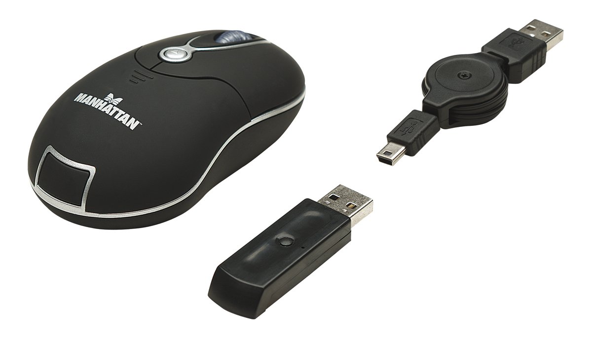 Manhattan Products Wireless Optical Mini Mouse - Portable & Ergonomic USB Mouse for Laptop, PC, Mac - Perfect for Office, Travel, and Home Use