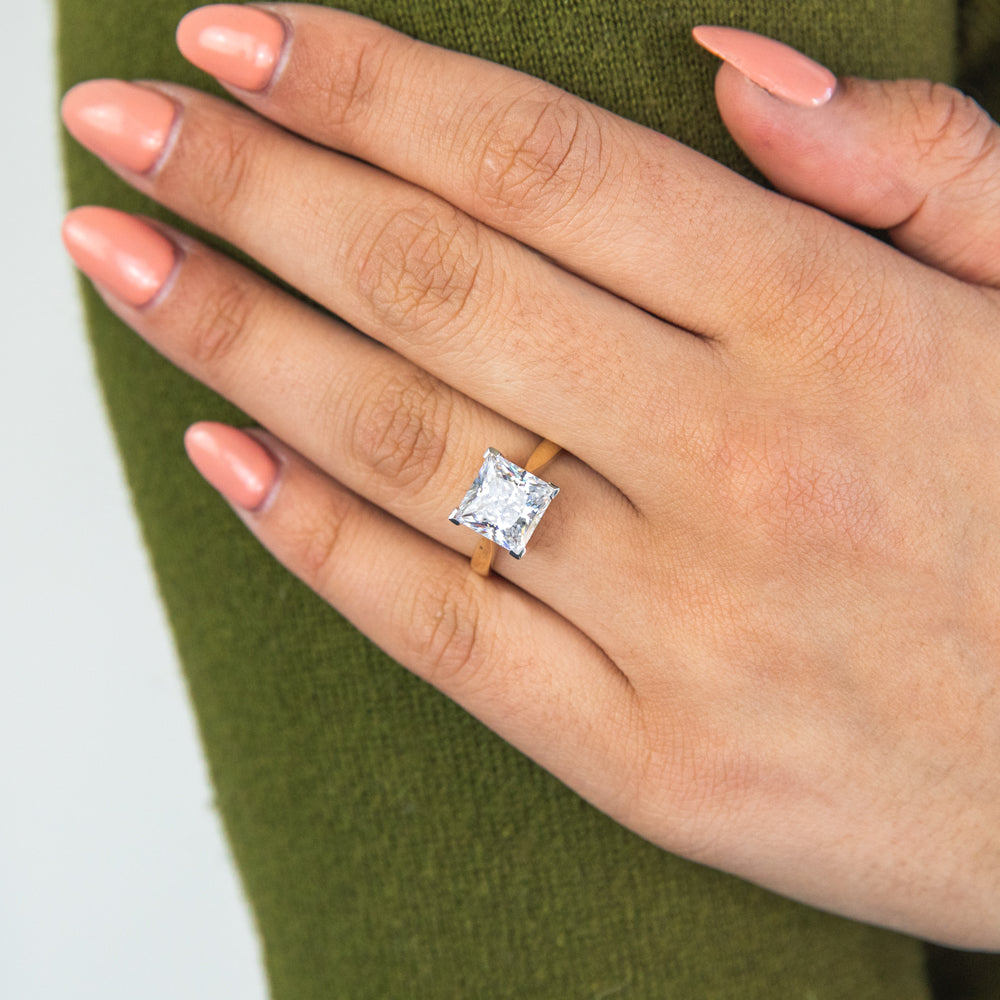 9ct Yellow Gold 3.00ct Diamond Equivalent Princess Cut Cubic Zirconia Solitaire Ring - Elegant Engagement & Wedding Jewelry for Women