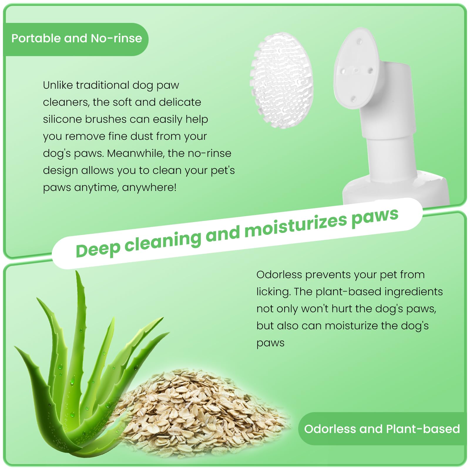 Tinioey No-Rinse Foaming Dog Paw Cleaner (5 fl oz) - Gentle Dandelion Pet Shampoo for Dirty Paws | Quick & Easy Paw Cleaning Solution for Dogs After Walks, Hiking & Outdoor Play