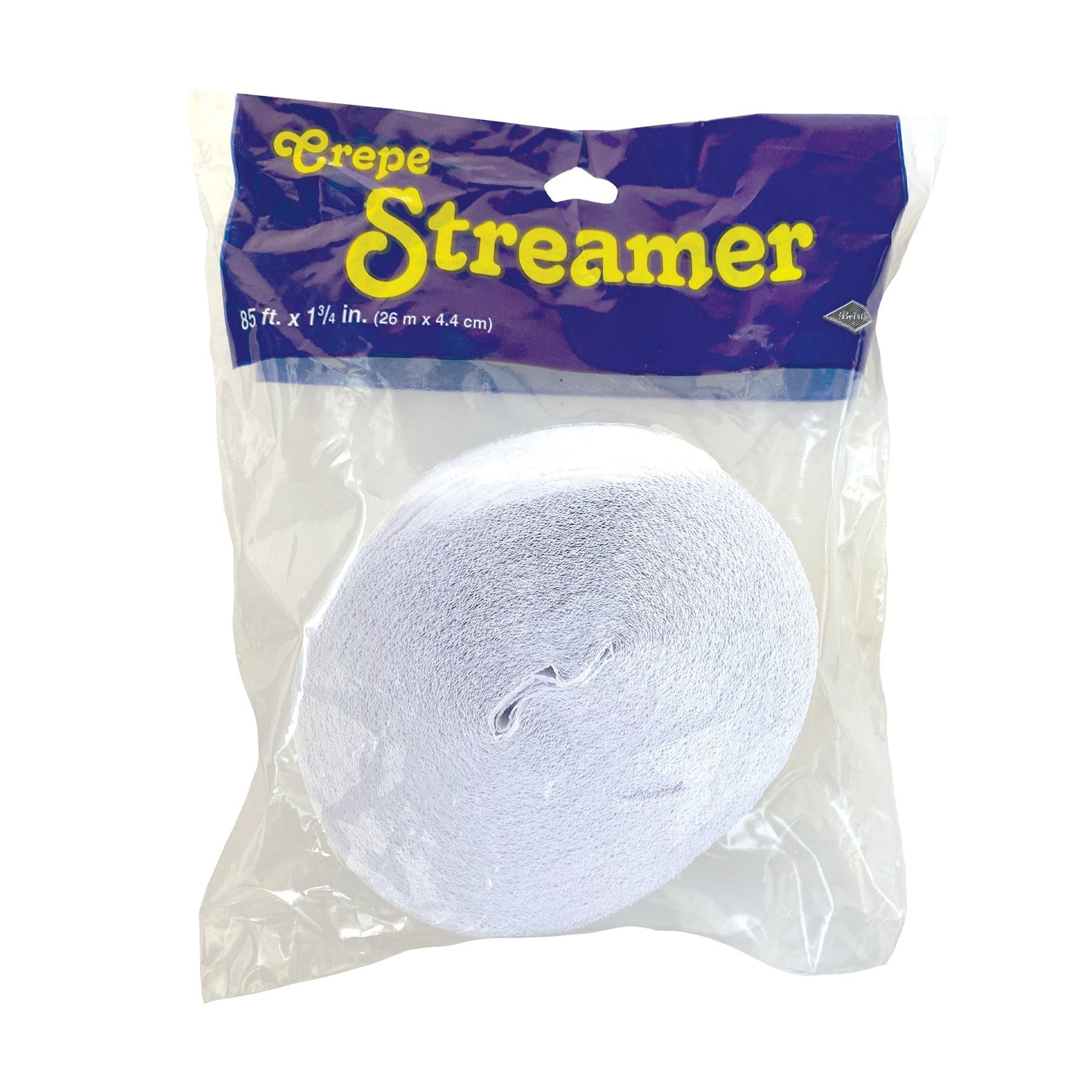 12 Pack Beistle FR Festive Party Crepe Streamers - White Decorative Ribbons for Birthday, Wedding & Holiday Celebrations