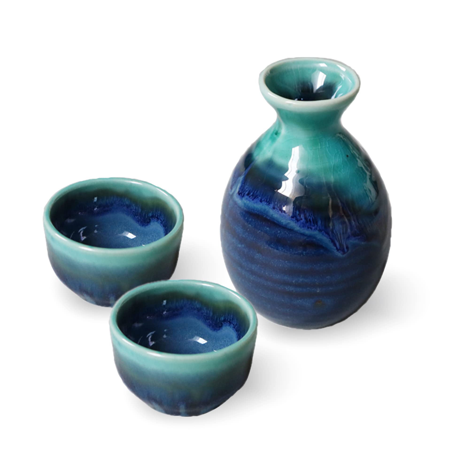 Premium Niho Turkish Kilim Sake Bowl Set - Handcrafted Ceramic Sake Cups with Traditional Kilim Design - Perfect for Japanese Tea Ceremony, Sake Tasting & Home Decor