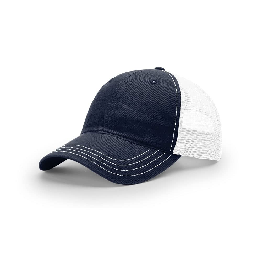 Richardson 111 Garment Washed Trucker Hat for Men - Black Adjustable Snapback Cap OSFM | Vintage Style Baseball Hat for Outdoor, Casual & Work Wear