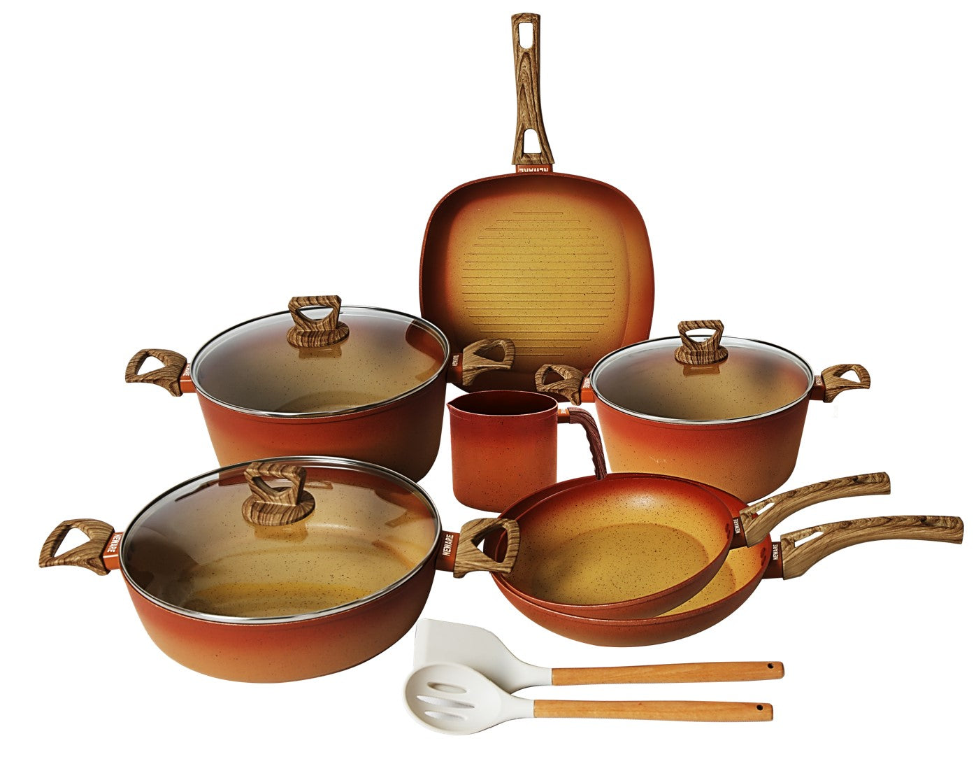 NEWARE 12-Piece Large Terracotta Cooking Set with Milk Cup - Traditional Clay Cookware for Authentic Mexican & Spanish Dishes - Perfect for Tamales, Mole & Hot Chocolate Preparation
