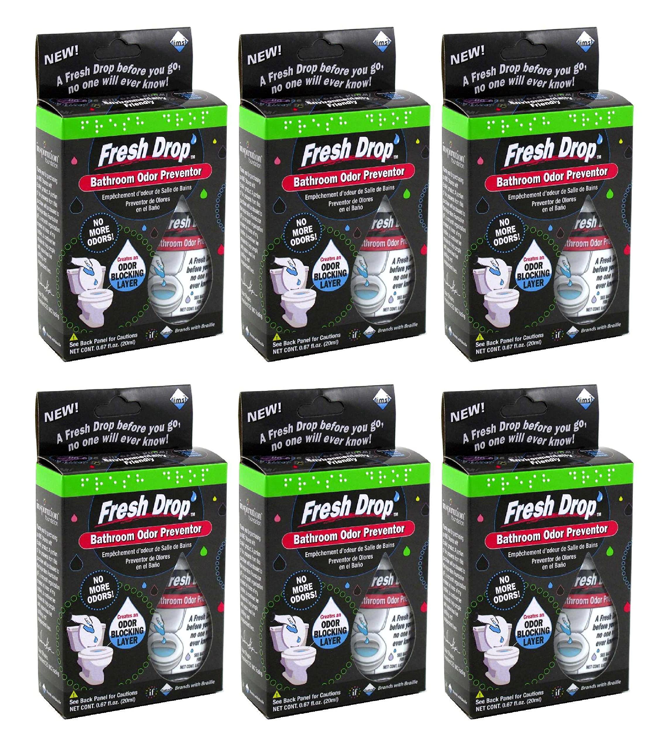 Cleanlogic Fresh Drop Bathroom Odor Eliminator - 6 Pack | Natural Air Freshener for Toilet, Shower & Bathroom | Long-Lasting Odor Prevention for Home & Office
