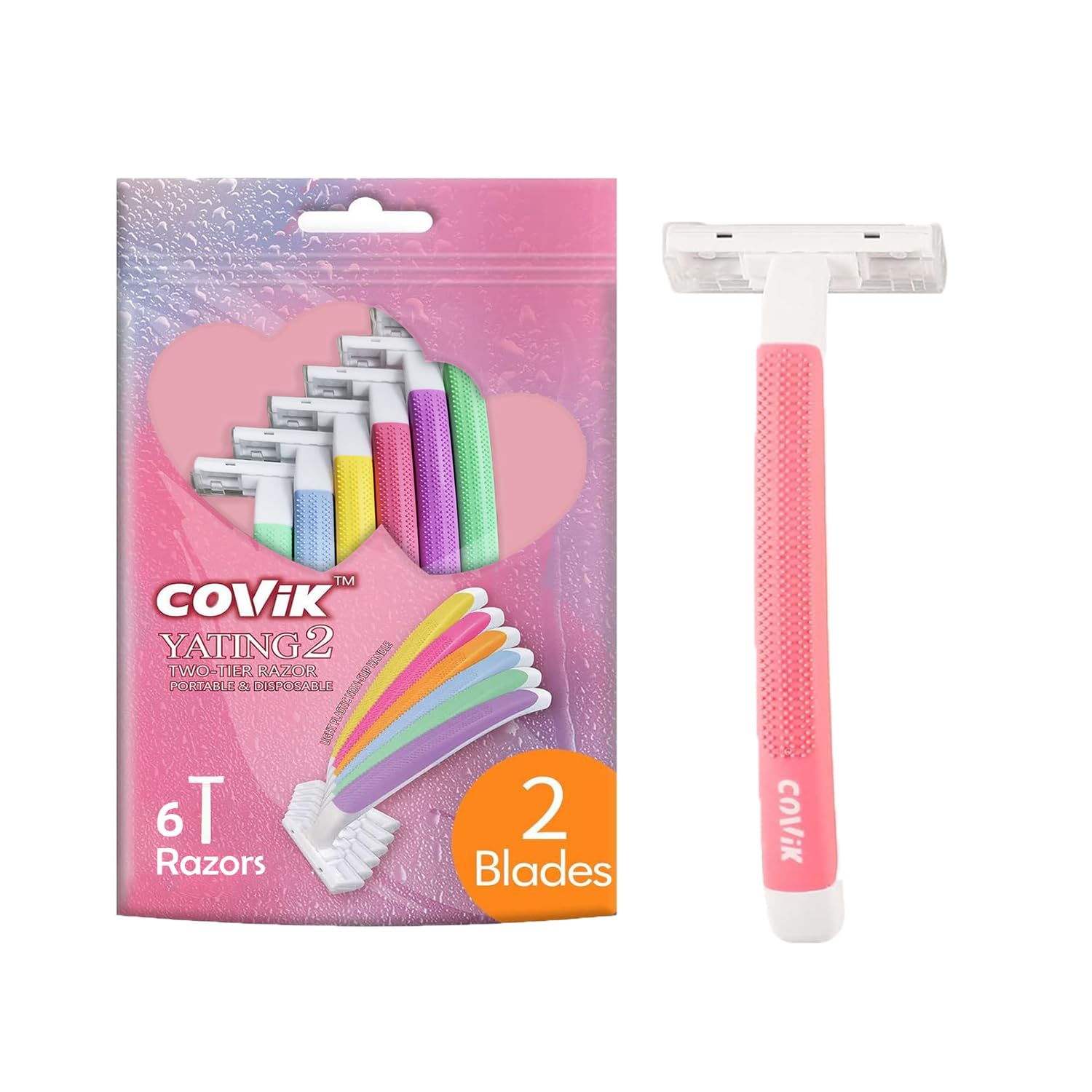 Women's Disposable Razors 6-Pack - 2 Blade Shaving Razors for Sensitive Skin & Smooth Hair Removal - Travel-Friendly Women's Razors for Legs, Underarms & Bikini Area - Perfect for Home, Gym & Vacation Use