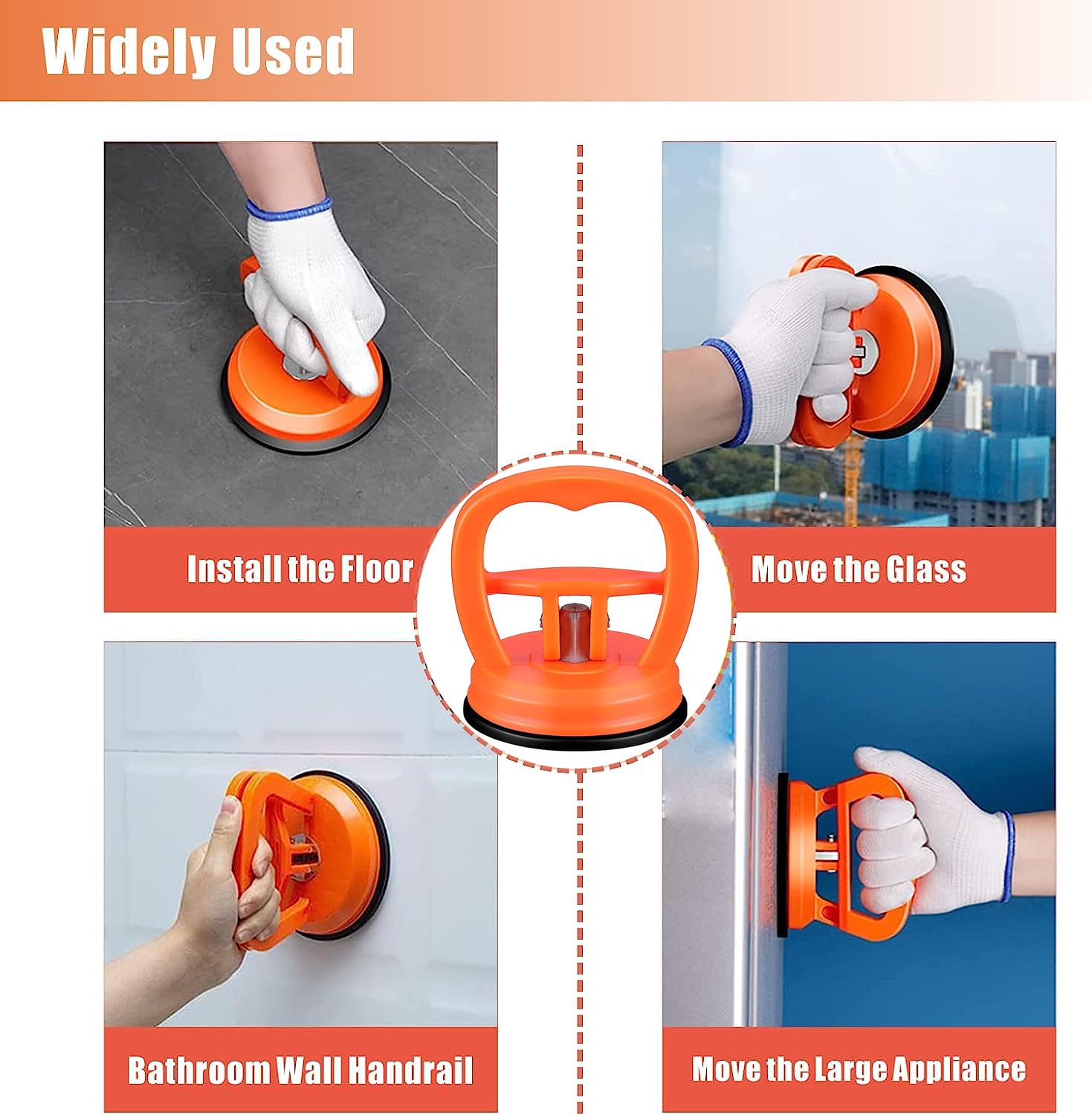 2PCS Car Dent Puller Tool Kit for Car Dent Repair, Glass, Screen, Tiles & Objects Moving, Orange - Perfect for DIY Auto Body Fixes, Home Repairs & Surface Maintenance
