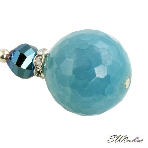 Elegant Aqua Jade Keychain Purse Charm - Stylish Accessory for Handbags, Wallets & Backpacks | Perfect Gift for Women & Fashion Lovers