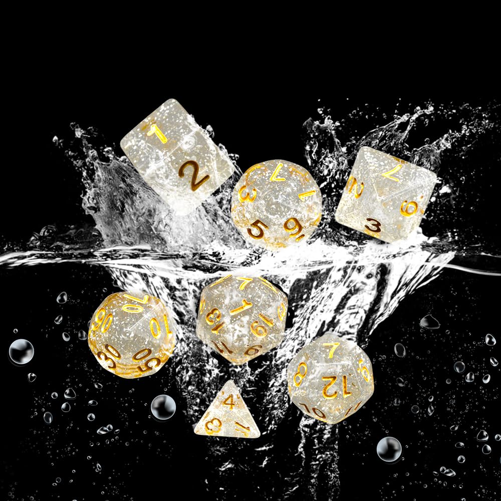 Premium RPG Dice Set - 7-Piece Polyhedral Dice for Dungeons & Dragons (D&D), Pathfinder & Tabletop Role Playing Games - Includes D20, D12, D10, D8, D6, D4 - Perfect for Game Nights, Campaigns & Collectors (White)