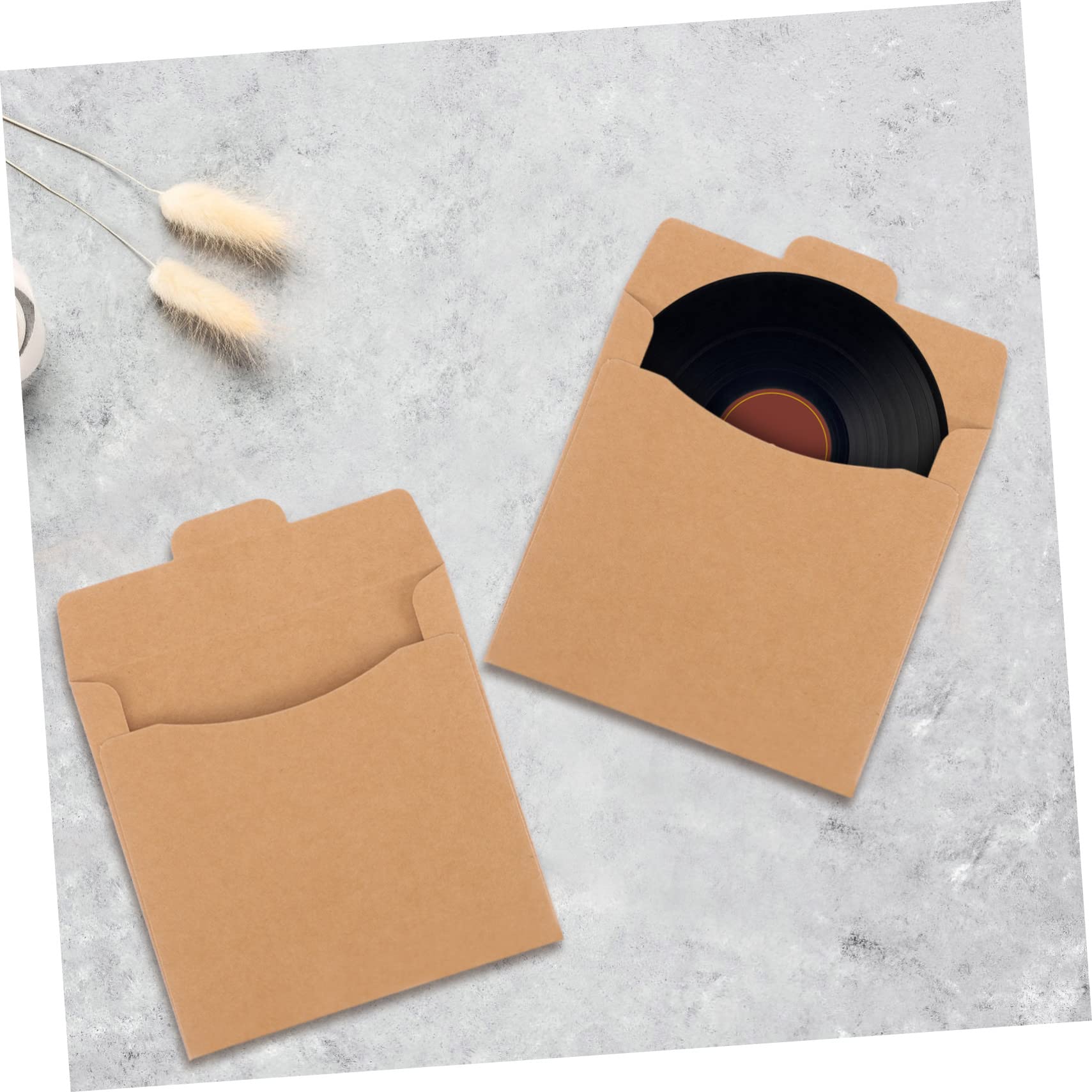 Jojofuny 50pcs Kraft Paper CD/DVD Sleeves - Thick Protective Storage Envelopes for Media, Movies & Music | Organize & Protect Your Disc Collection at Home or Office