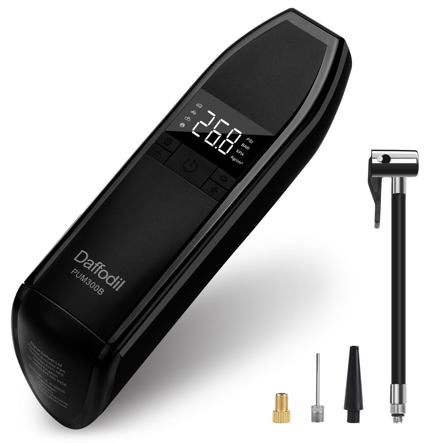 Portable Air Compressor - Rechargeable Automatic Tire Pump for Cars, Bikes & Inflatables - PUM300 - Perfect for Road Trips, Camping & Emergency Use